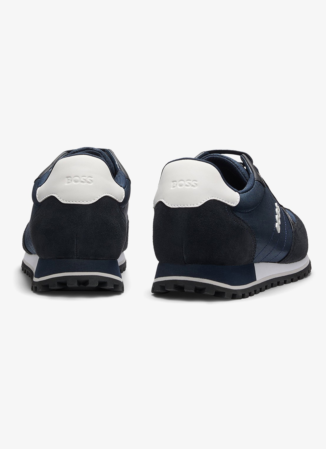 BOSS Parkour sneaker met suède details  - achterkant 3 donkerblauw