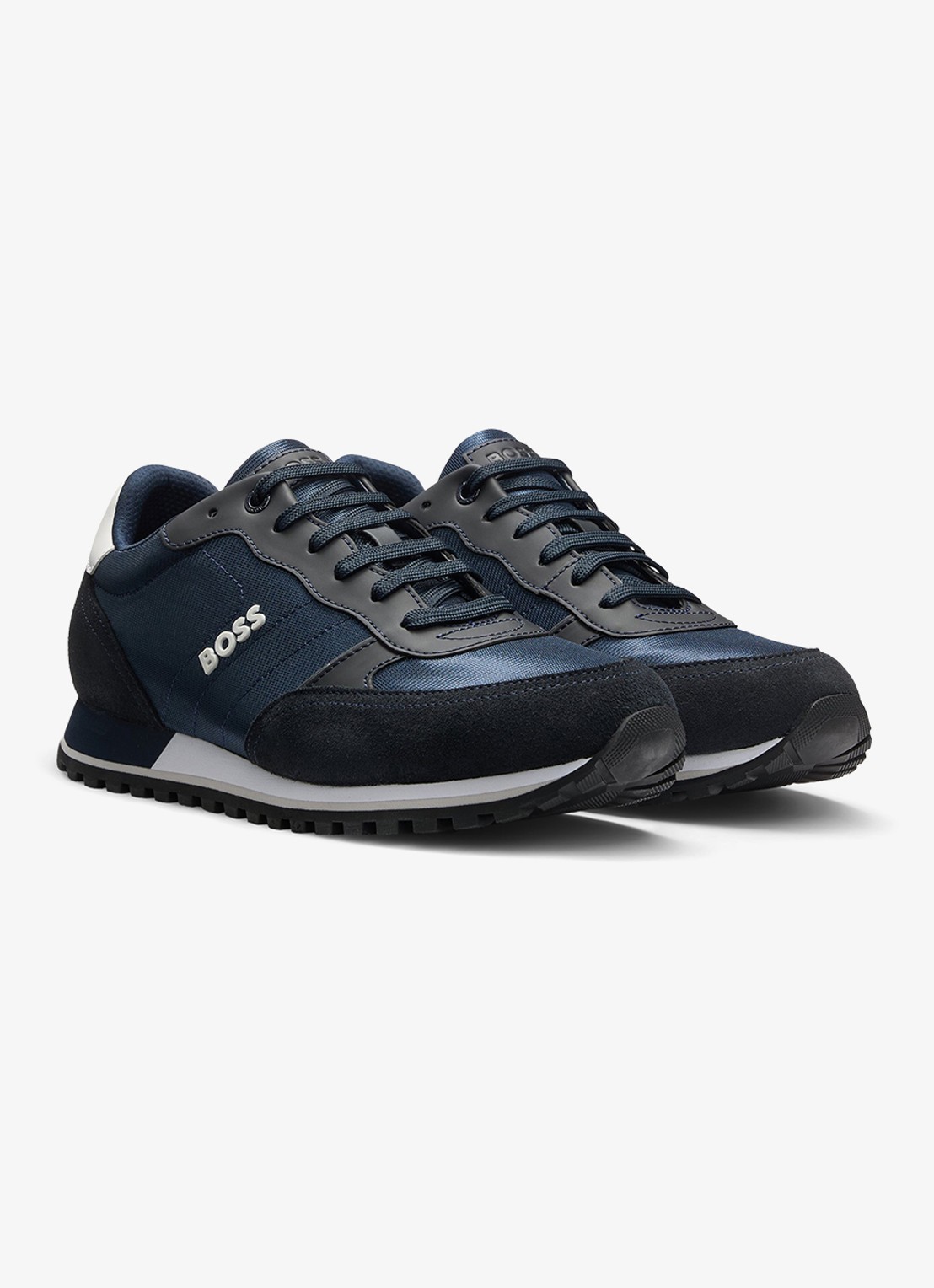 BOSS Parkour sneaker met suède details  - detail 4 donkerblauw
