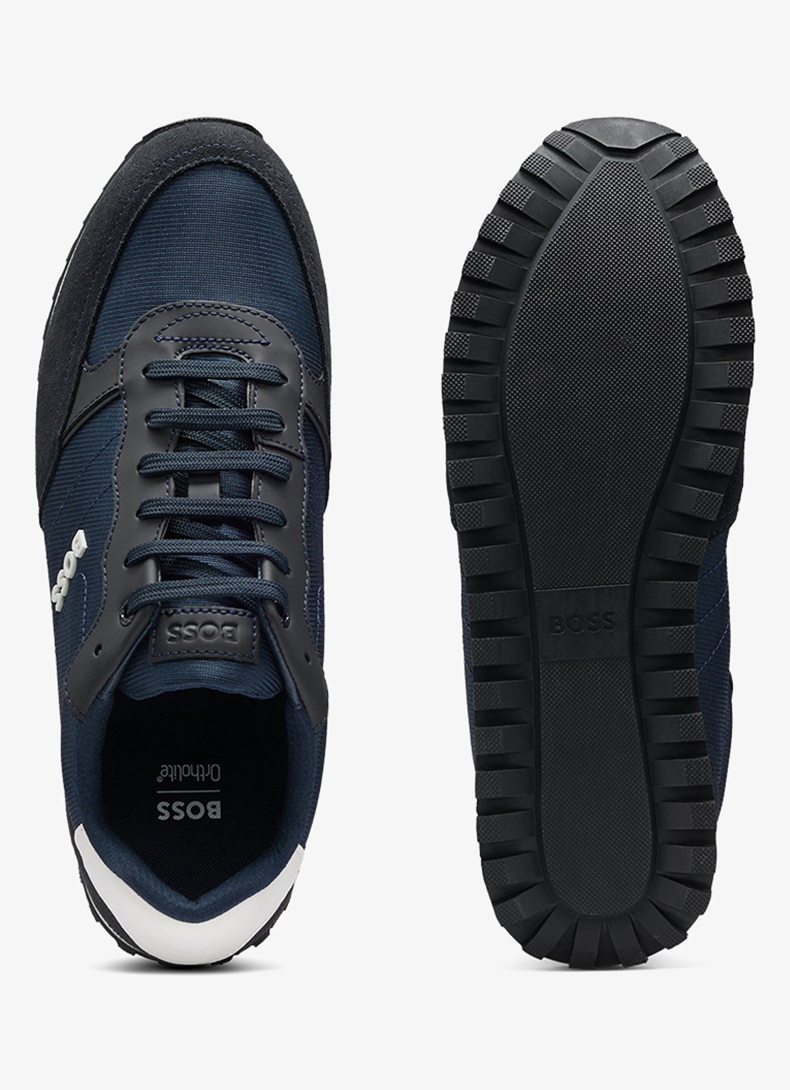 BOSS Parkour sneaker met suède details  - detail 5 donkerblauw
