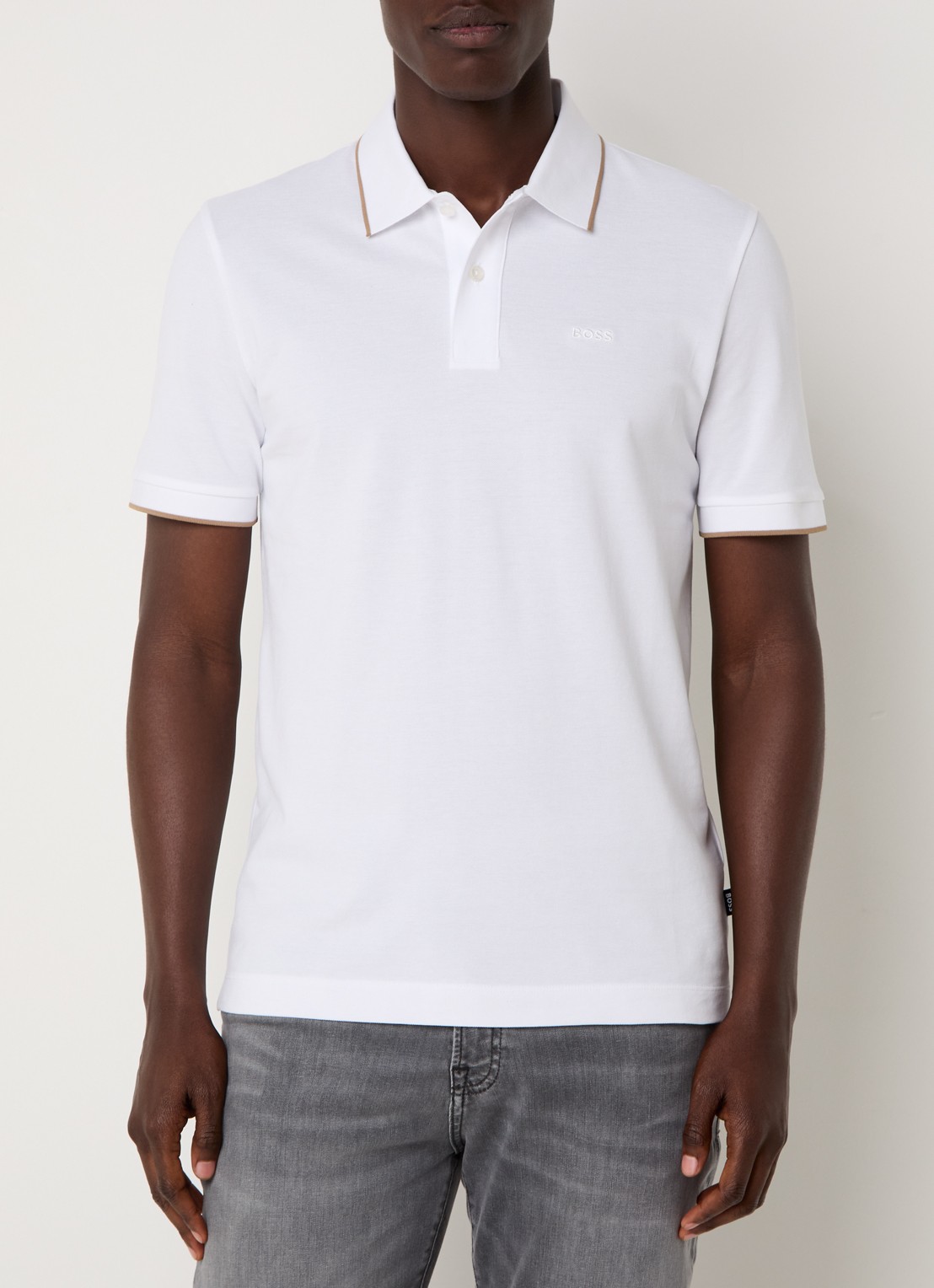 BOSS Parlay regular fit polo met logo - detail white-100 / wit