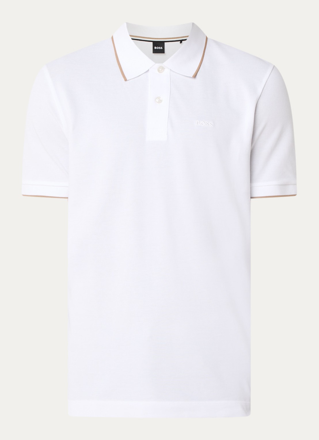 BOSS Parlay regular fit polo met logo - voorkant 2 white-100 / wit