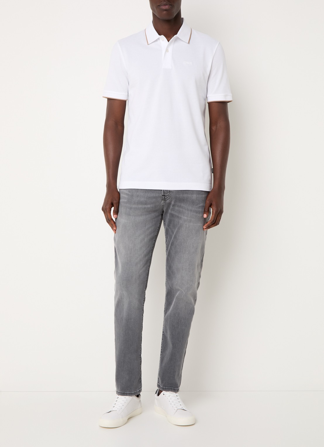 BOSS Parlay regular fit polo met logo - voorkant 3 white-100 / wit