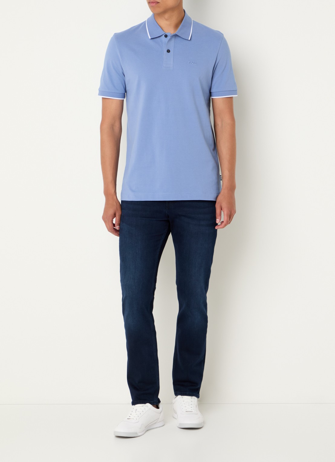 BOSS Parlay regular fit polo met logo - voorkant 4 light /pastel blue-459 / blauw