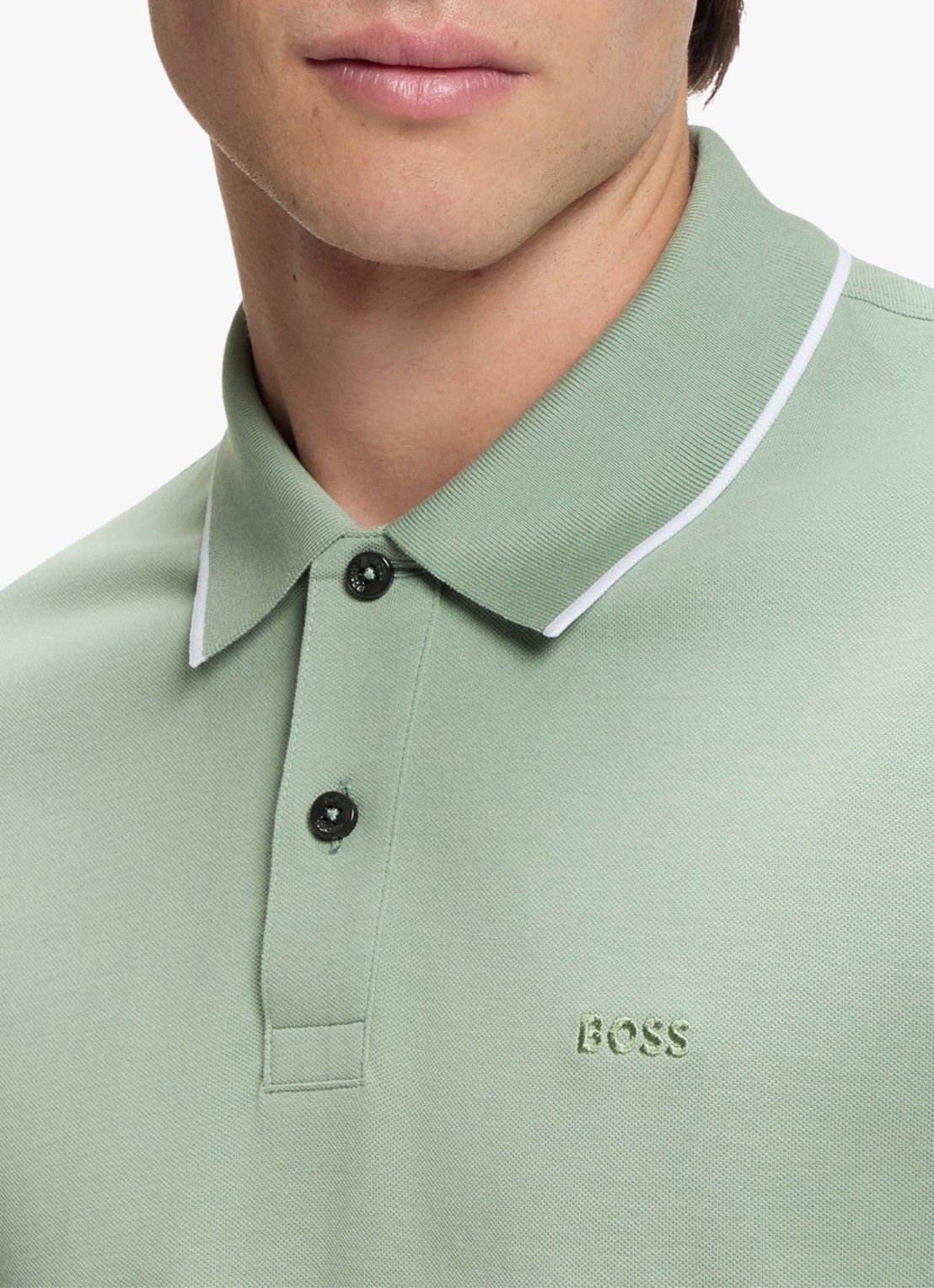 BOSS Parlay regular fit polo met logo - detail 3 open green-373 / groen