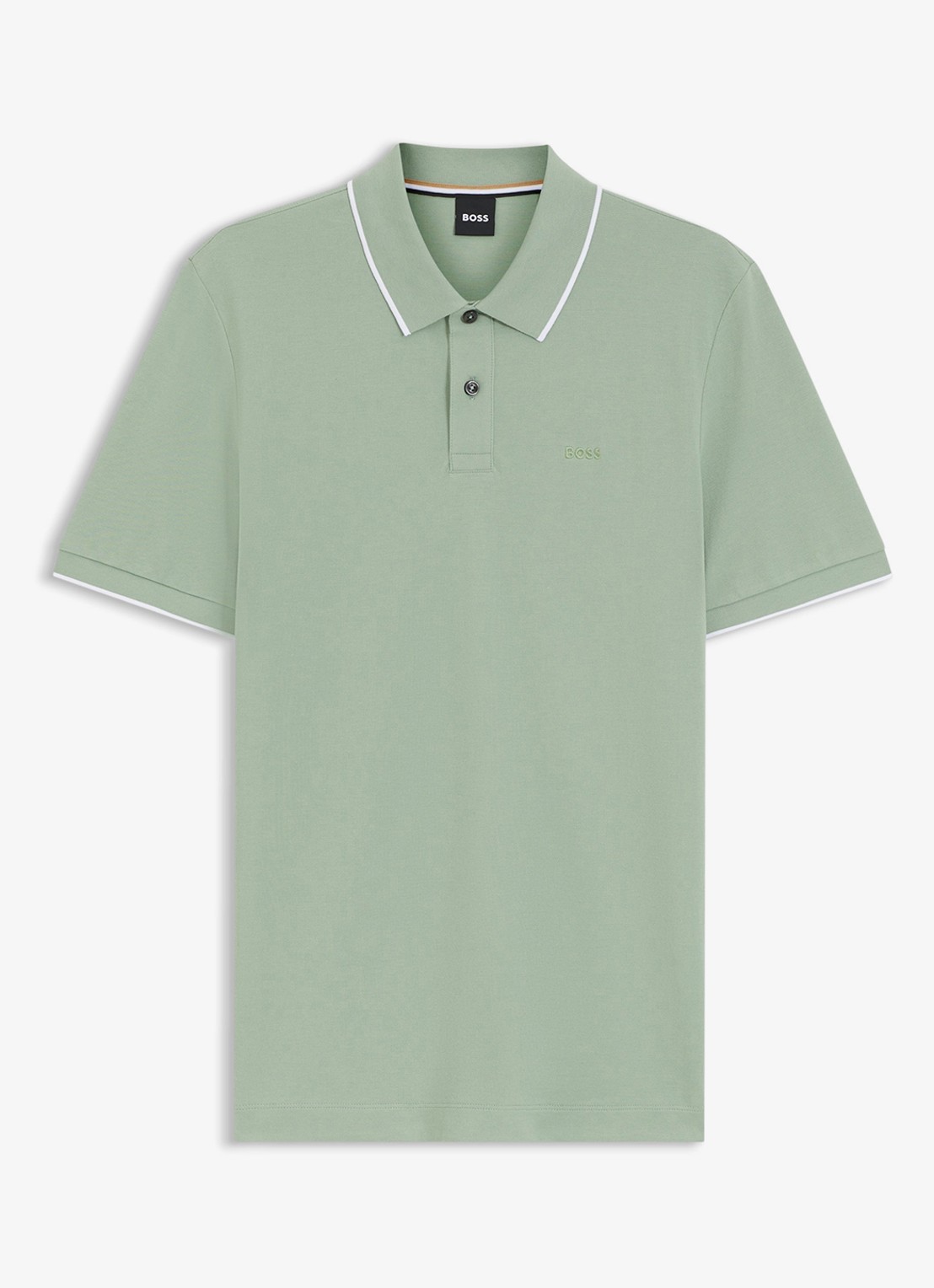 BOSS Parlay regular fit polo met logo - voorkant 4 open green-373 / groen