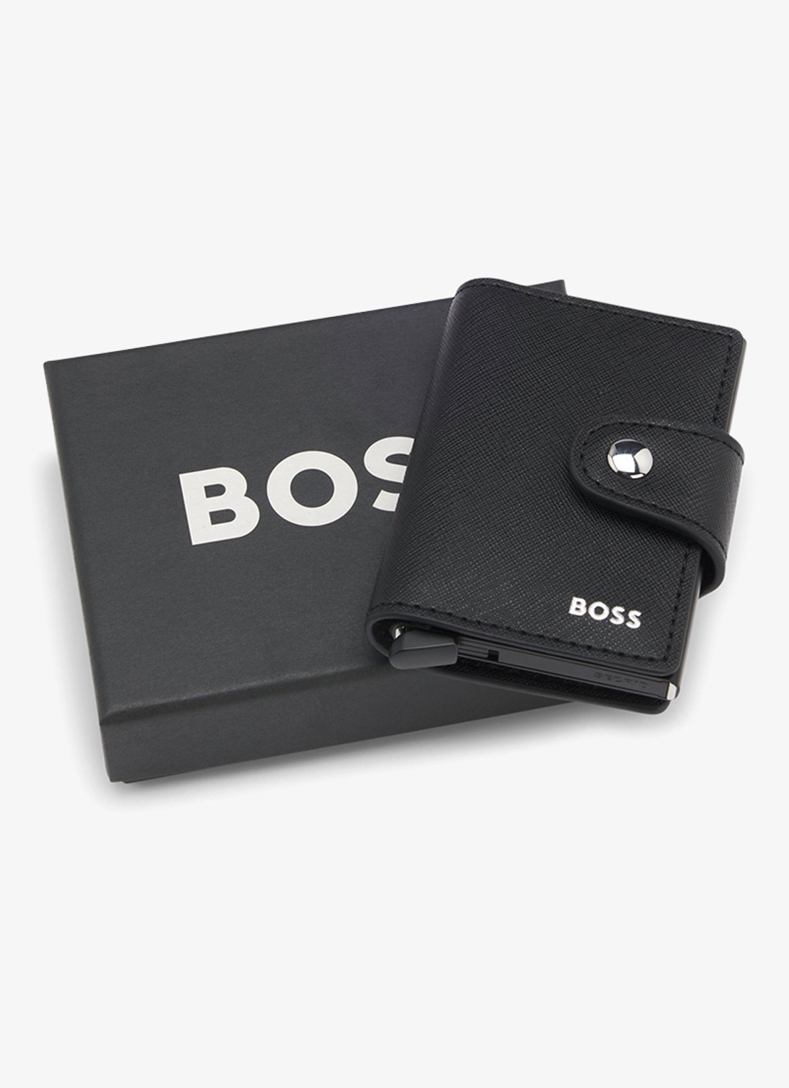 BOSS Pasjeshouder van leer met logo - detail 2 zwart