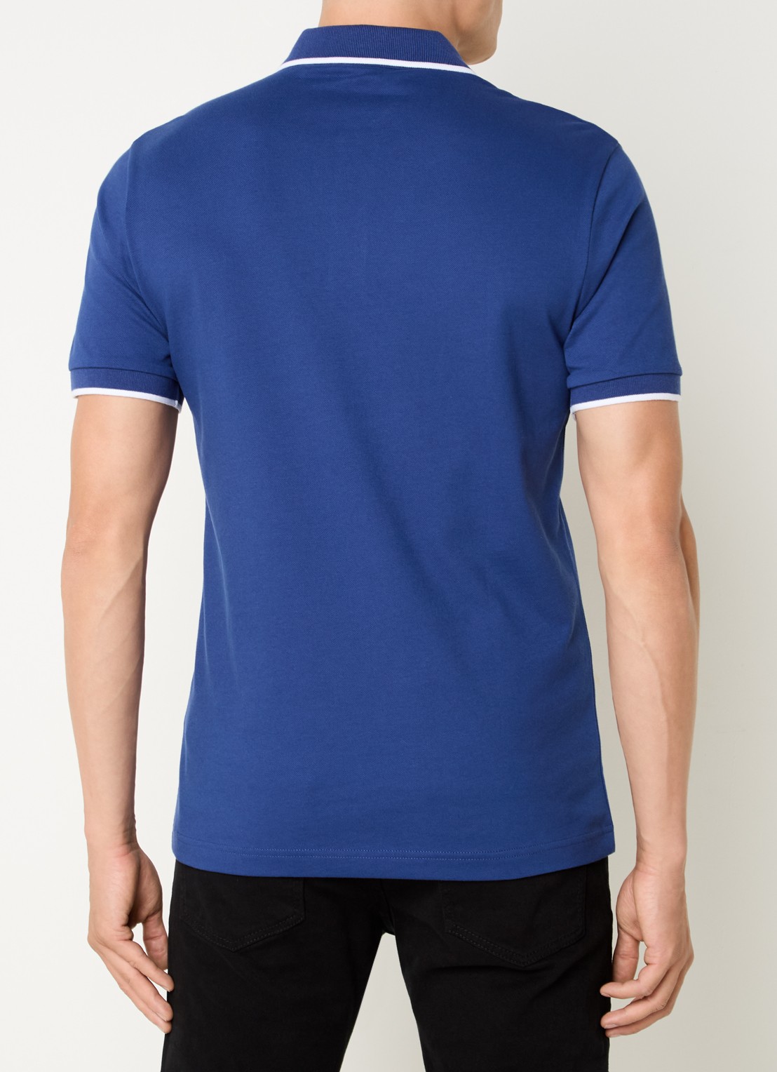 BOSS Passertip slim fit polo van piqué katoen met logo - achterkant royalblauw