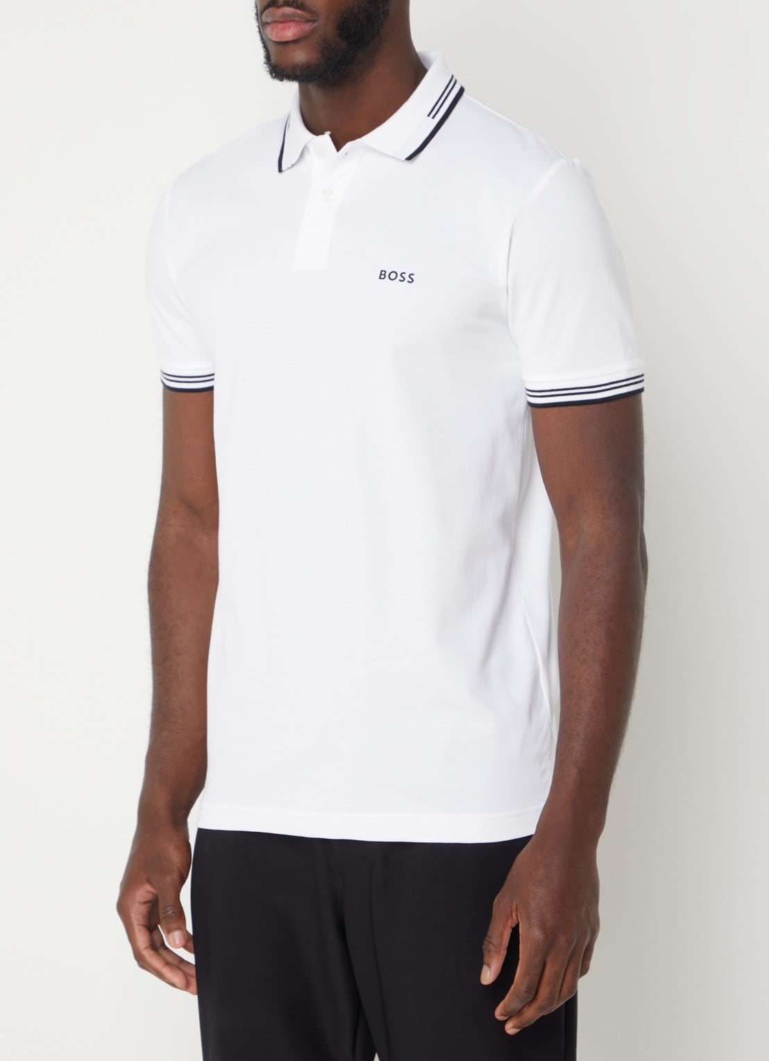 BOSS Paul slim fit polo van piqué katoen met logo - detail 3 wit
