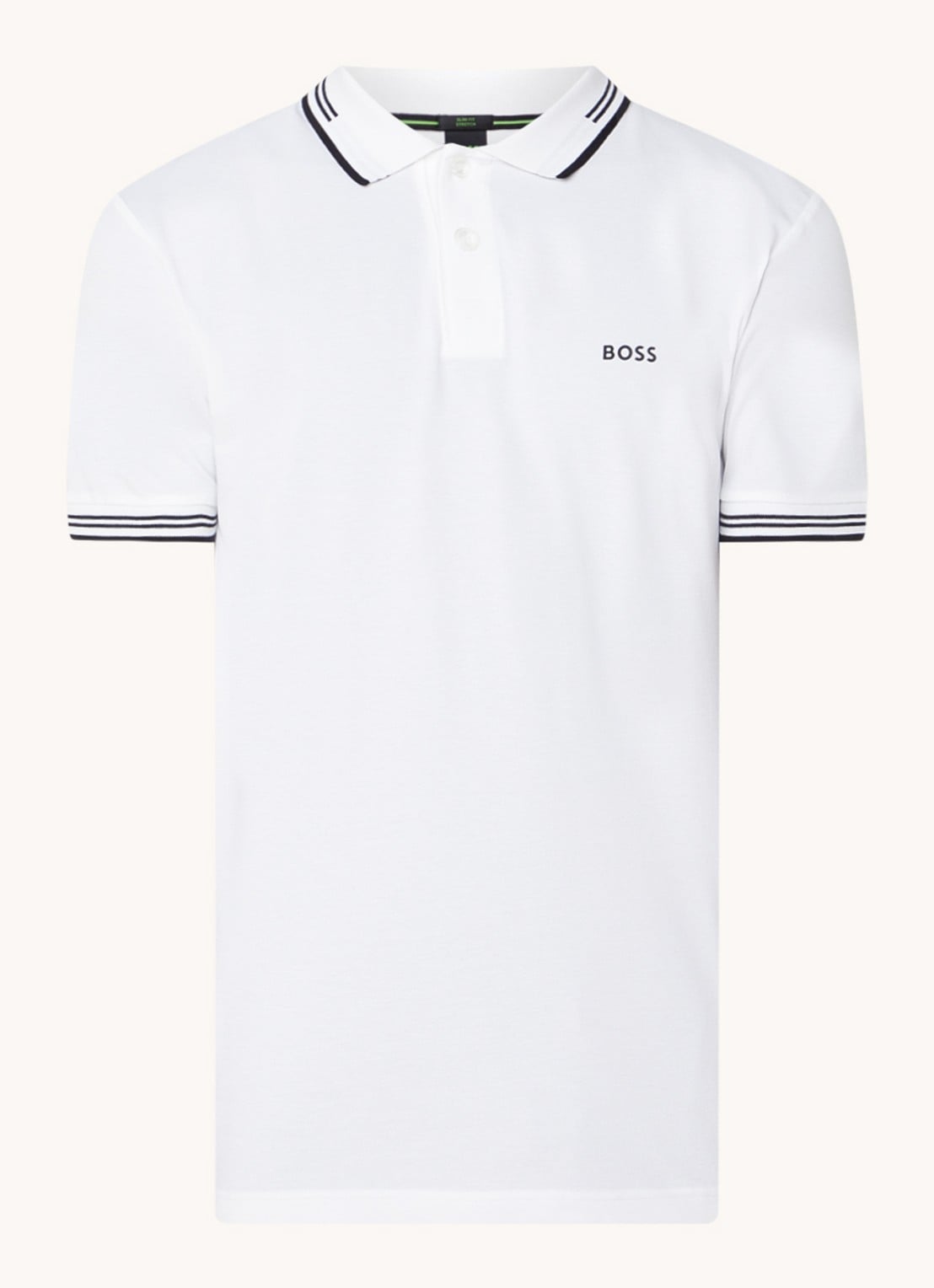BOSS Paul slim fit polo van piqué katoen met logo - voorkant wit