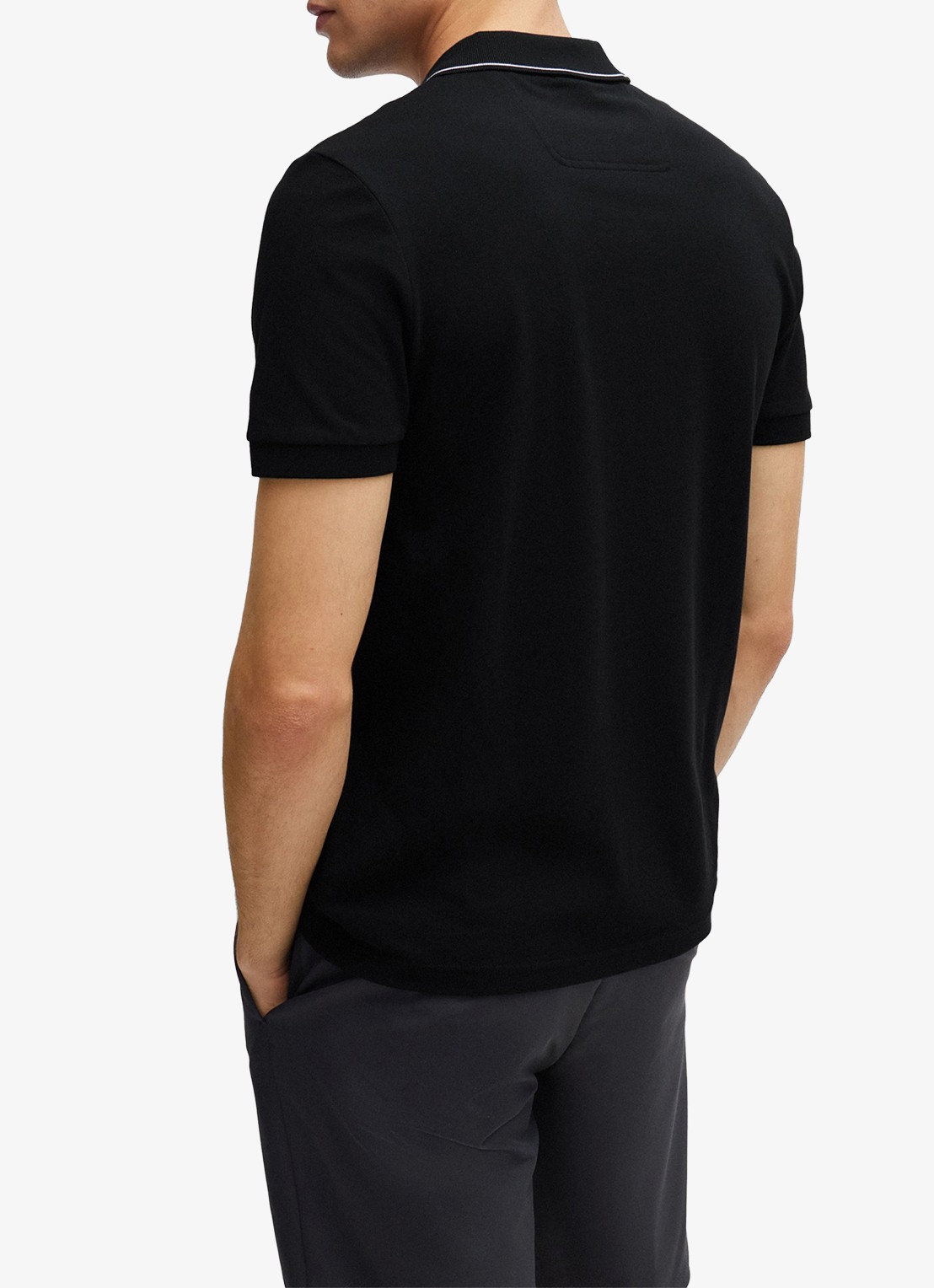 BOSS Paule slim fit polo met logoborduring - achterkant 5 zwart