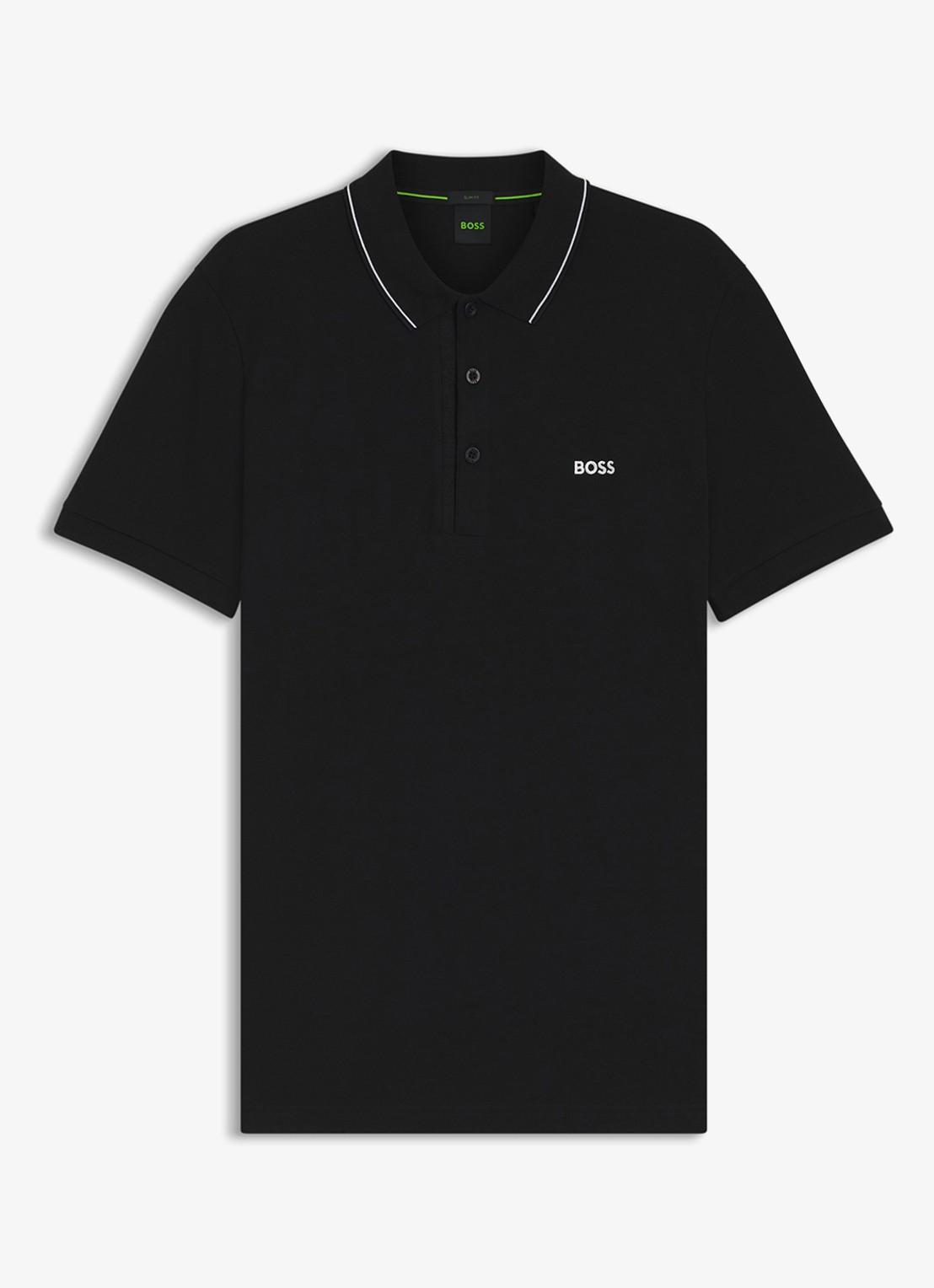BOSS Paule slim fit polo met logoborduring - voorkant 3 zwart