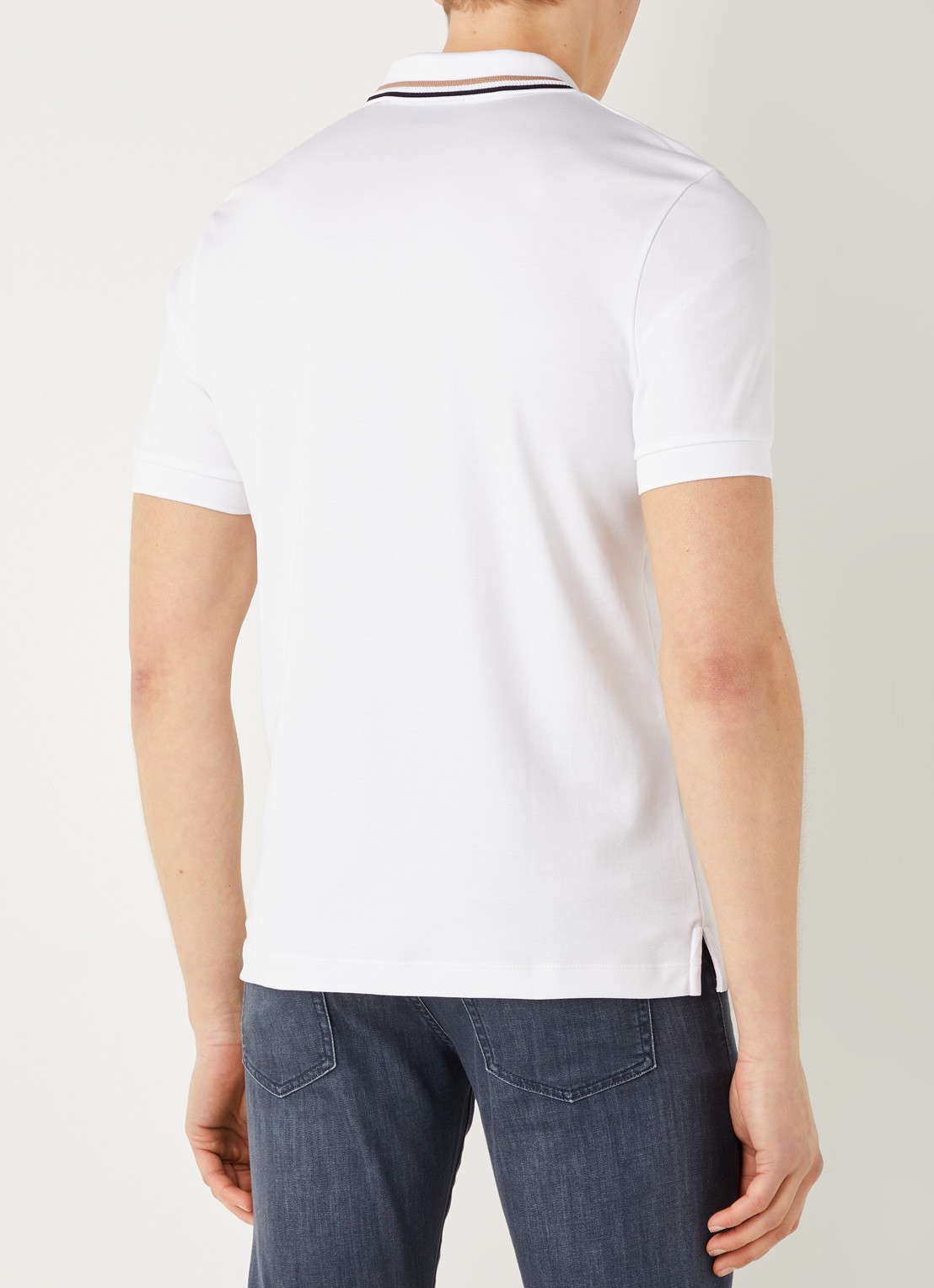BOSS Penrose slim fit polo met logo - achterkant 2 wit
