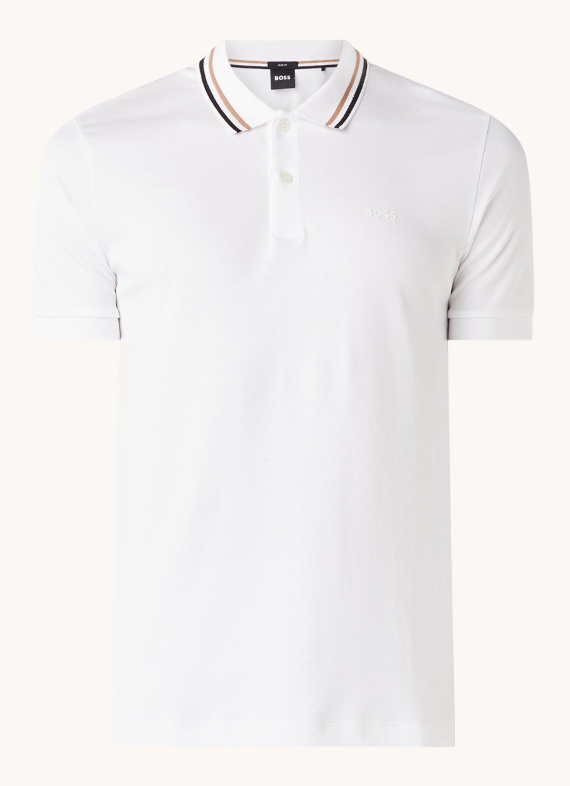 BOSS Penrose slim fit polo met logo - voorkant 3 wit