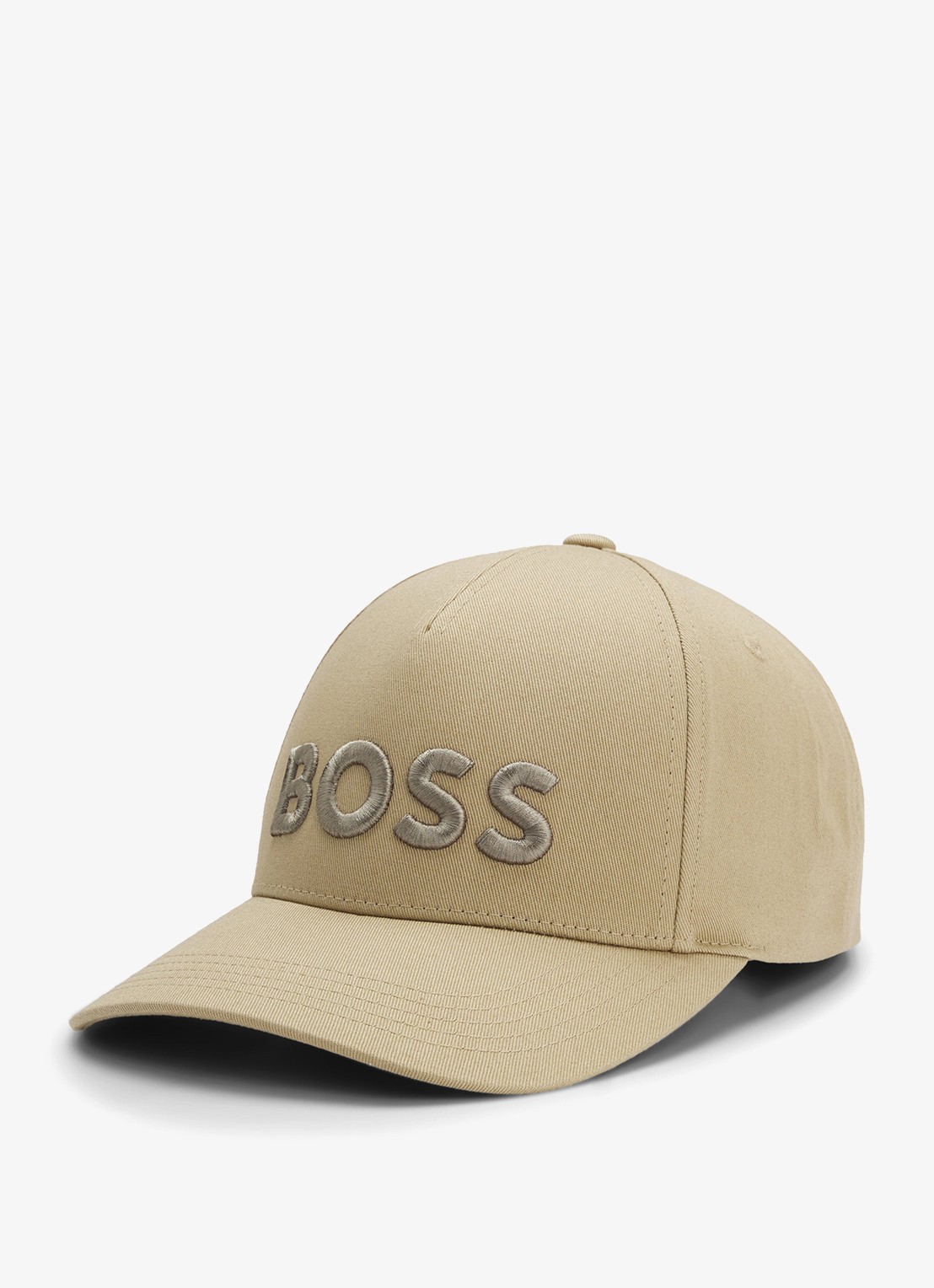 BOSS Pet met logoborduring - voorkant donkerbeige