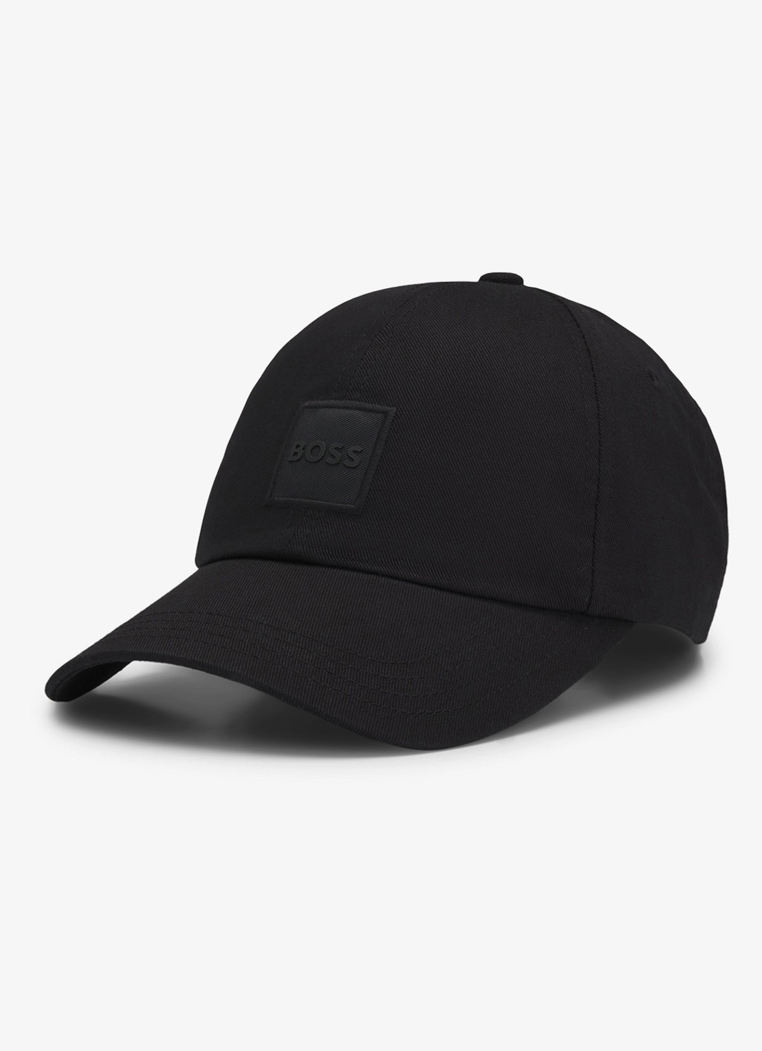 BOSS Pet van katoenen twill met logopatch - achterkant zwart