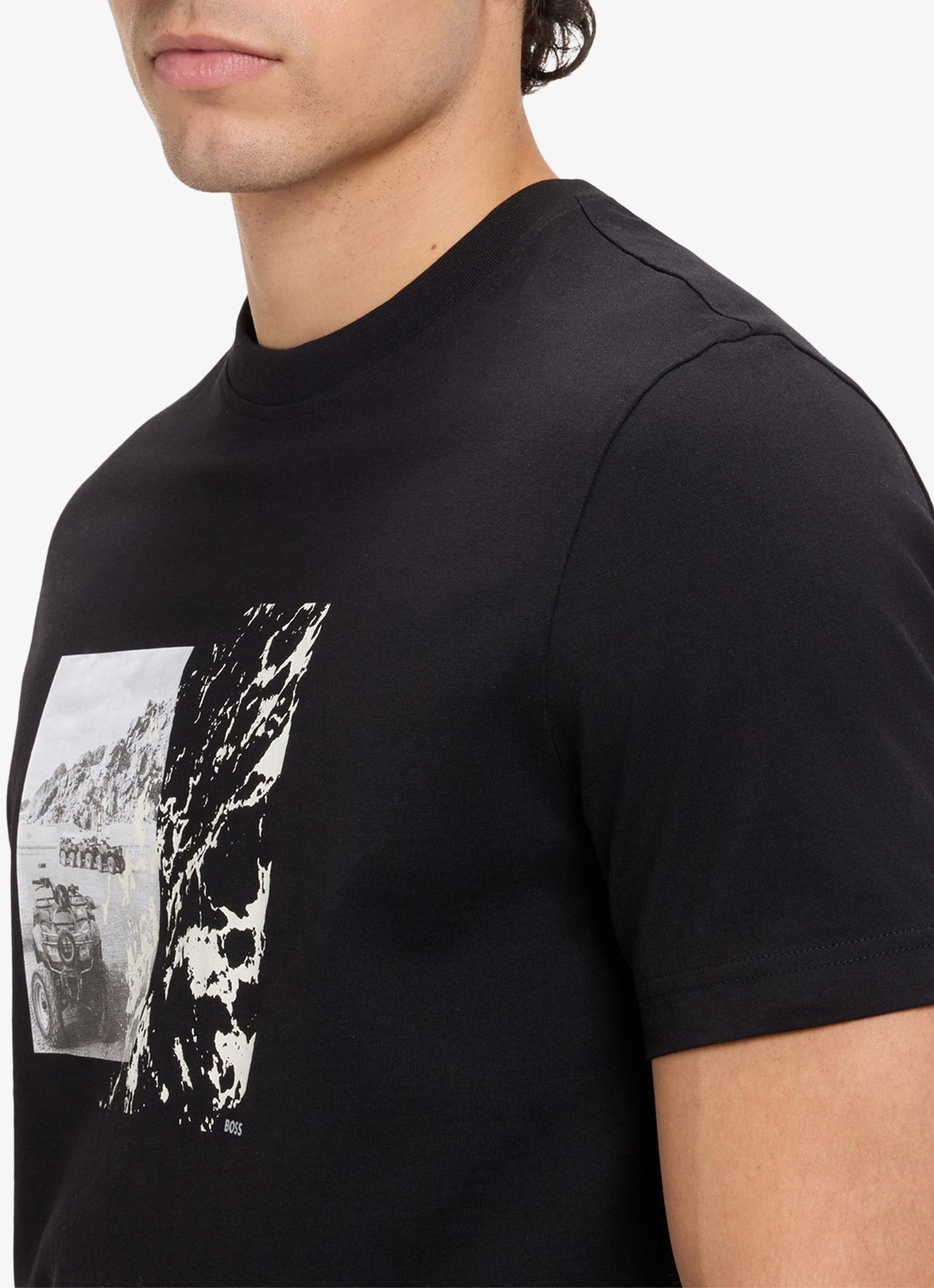 BOSS Pet van katoenen twill met logopatch - detail 3 zwart