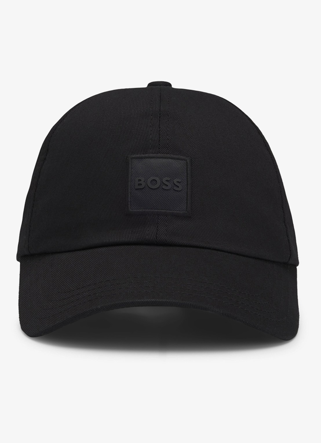 BOSS Pet van katoenen twill met logopatch - voorkant 4 zwart