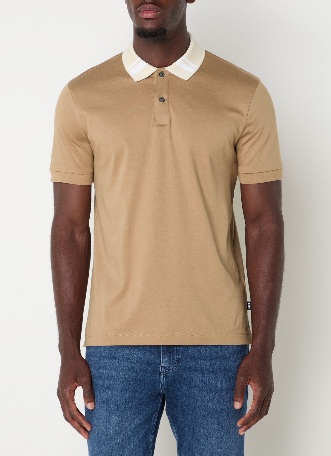 BOSS Phillipson slim fit polo met stretch - detail beige