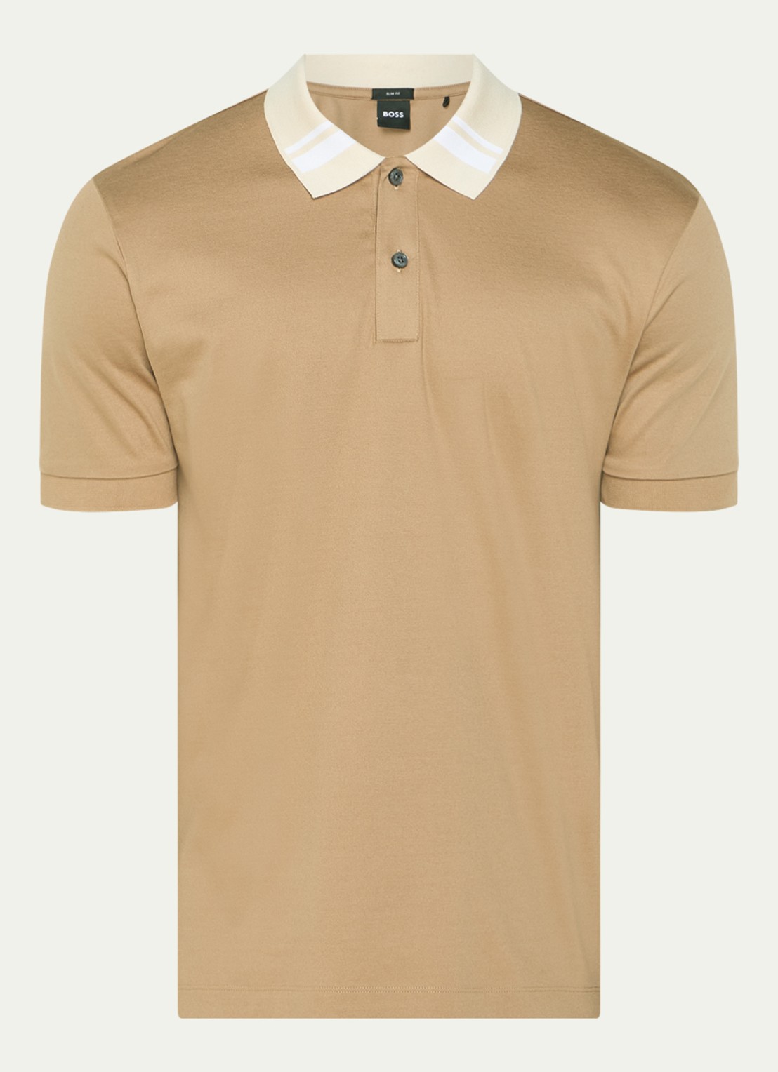 BOSS Phillipson slim fit polo met stretch - voorkant 2 beige