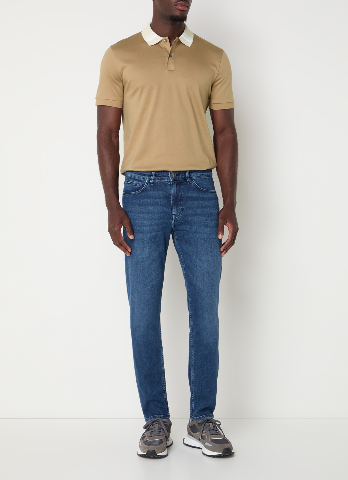BOSS Phillipson slim fit polo met stretch - voorkant 3 beige