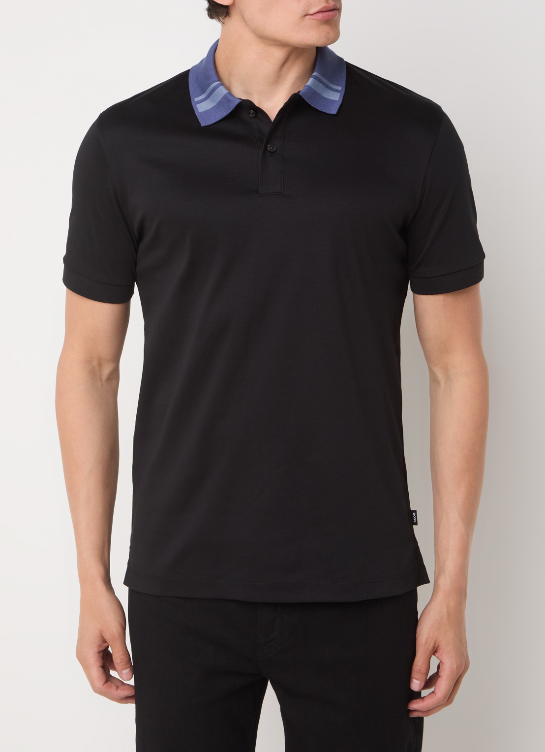 BOSS Phillipson slim fit polo met stretch - detail 4 zwart