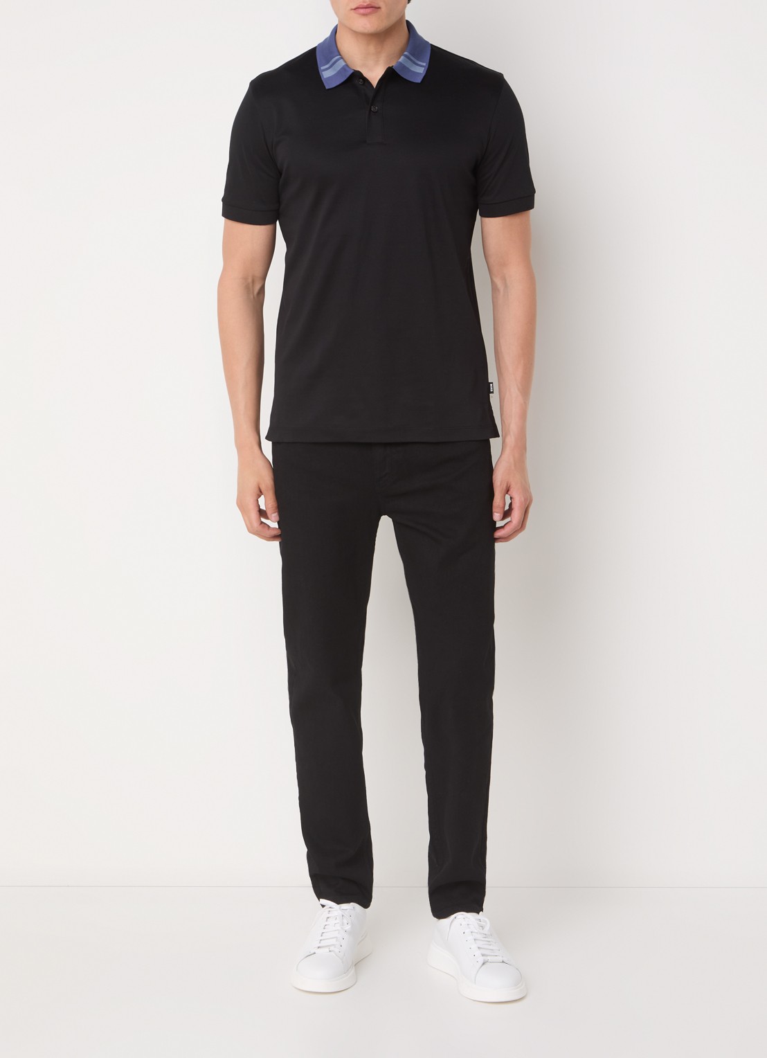 BOSS Phillipson slim fit polo met stretch - voorkant 3 zwart