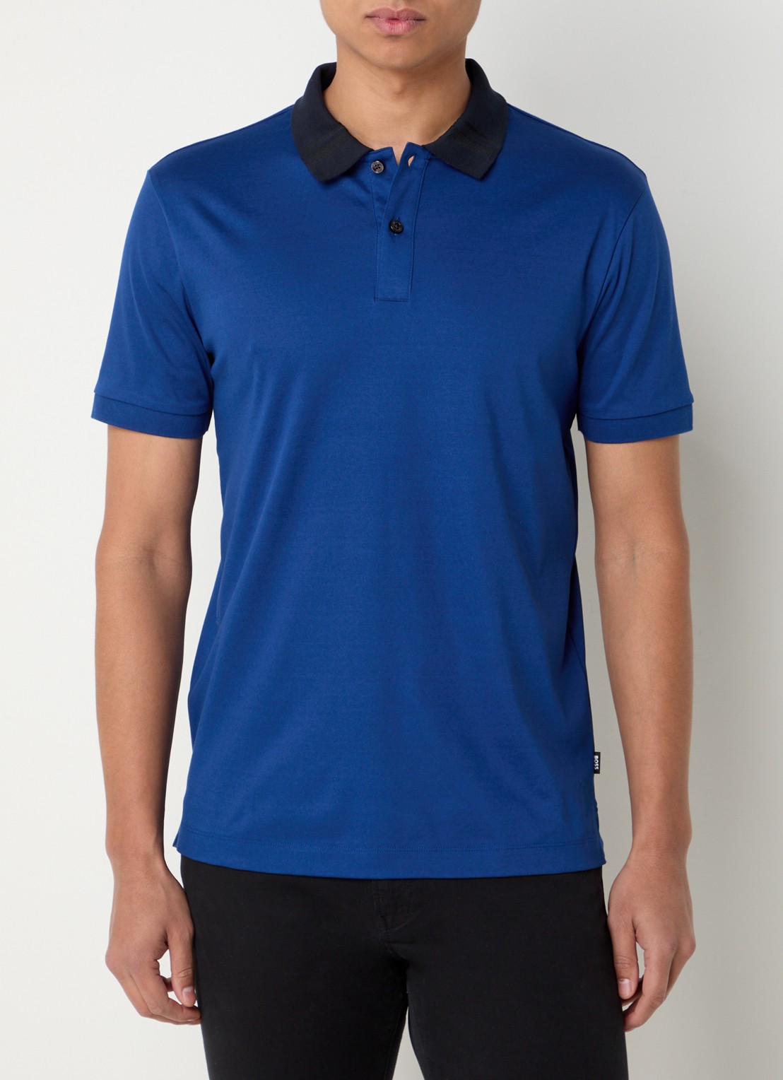 BOSS Phillipson slim fit polo met stretch - detail 2 kobaltblauw