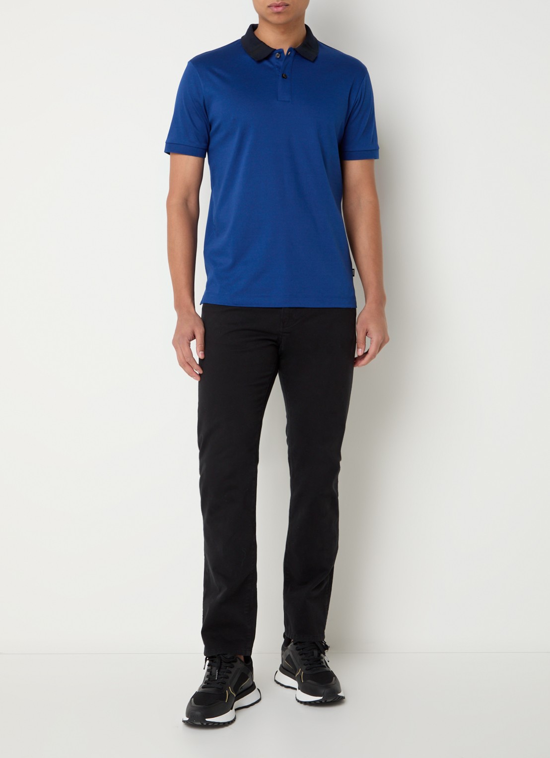 BOSS Phillipson slim fit polo met stretch - voorkant 4 kobaltblauw