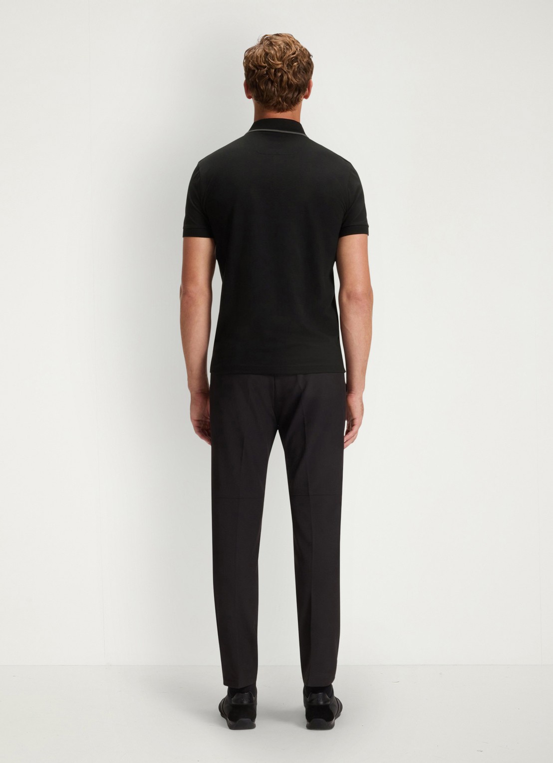 BOSS Phillix Tape regular fit polo van piqué katoen met logo - achterkant 5 zwart