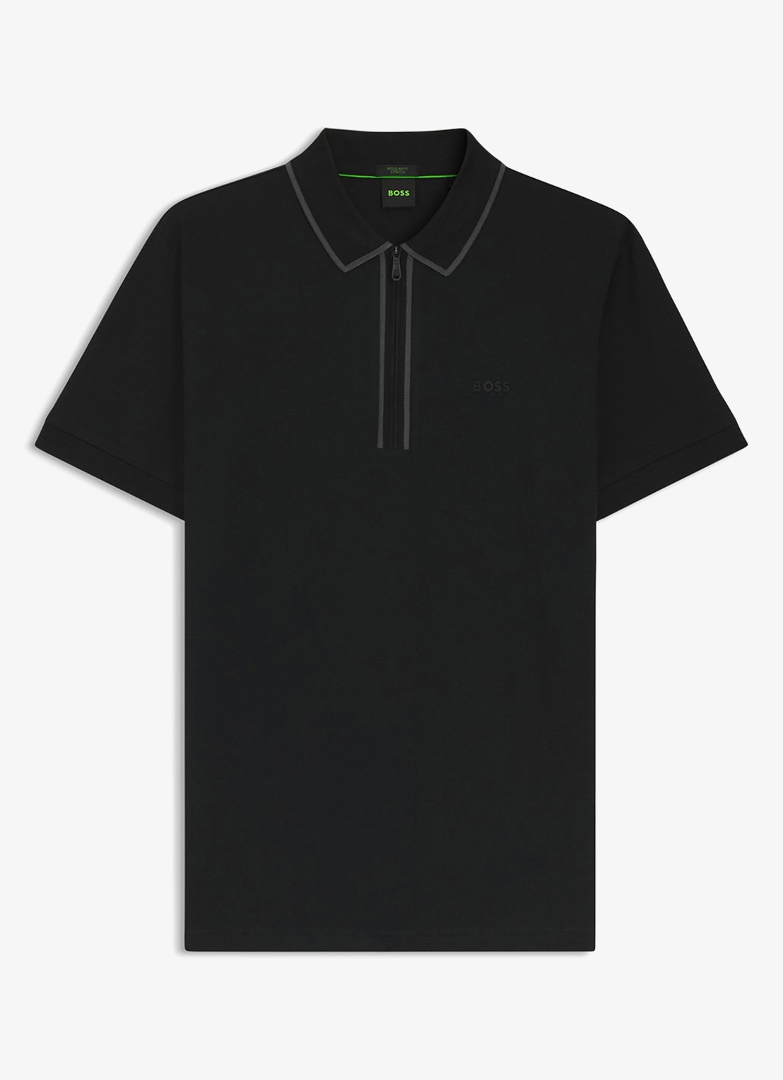 BOSS Phillix Tape regular fit polo van piqué katoen met logo - voorkant 3 zwart