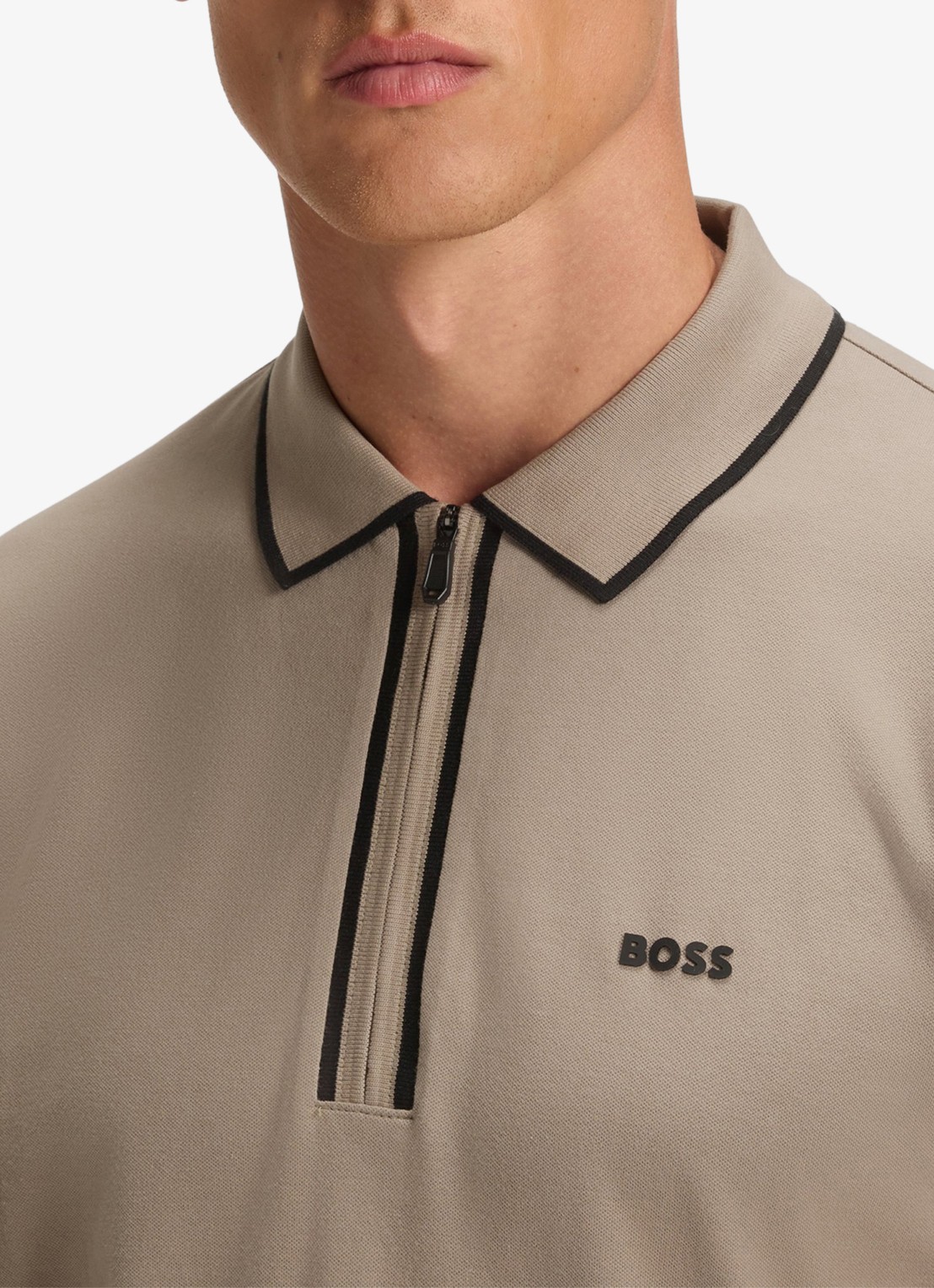 BOSS Phillix Tape regular fit polo van piqué katoen met logo - detail 2 lindegroen