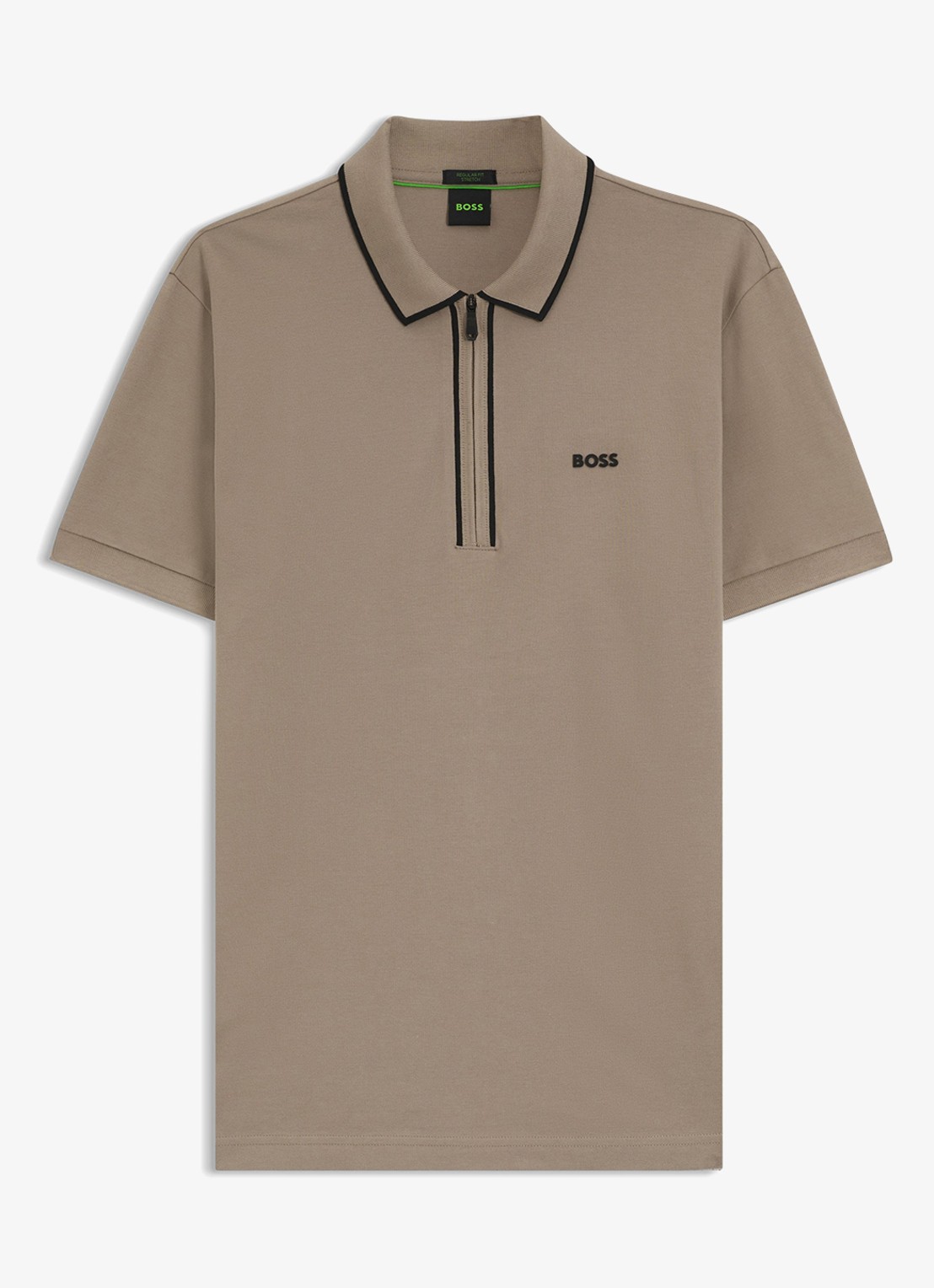 BOSS Phillix Tape regular fit polo van piqué katoen met logo - voorkant 3 lindegroen