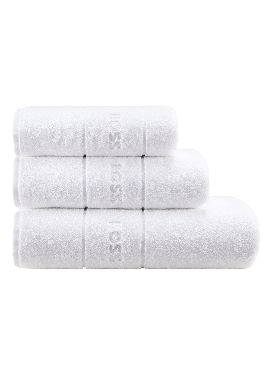 BOSS Plain badhanddoek - 600 g/m2 - 50 x 100 cm - voorkant 2 wit