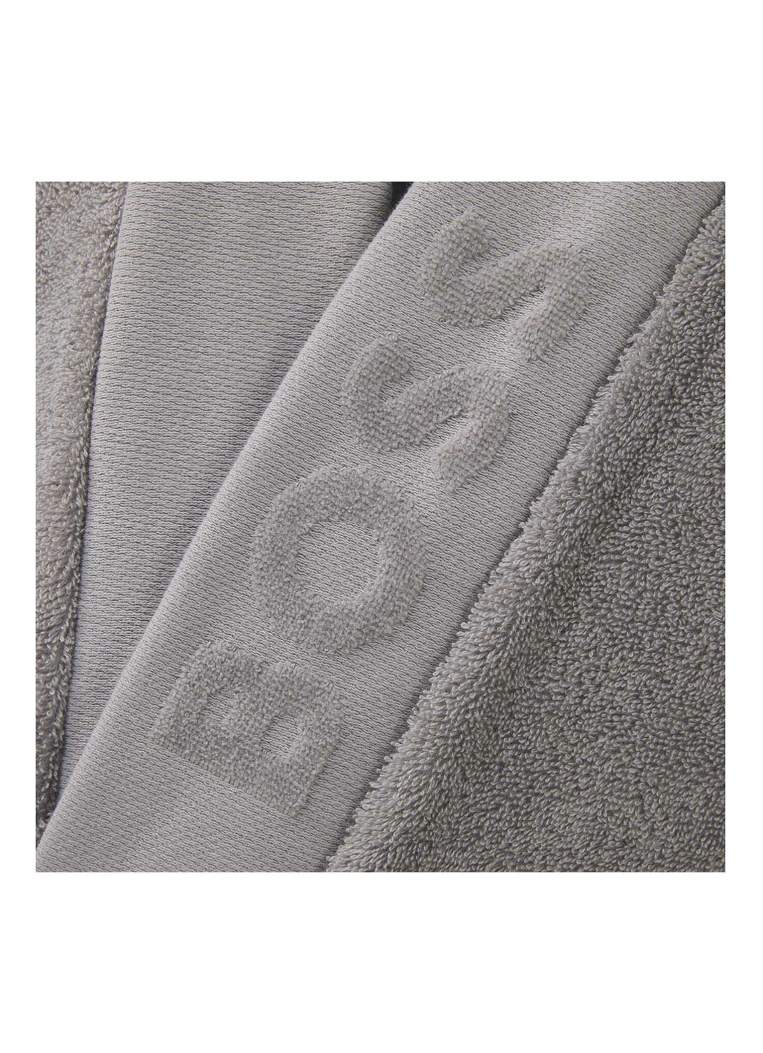 BOSS Plain badjas van katoen - detail lichtgrijs