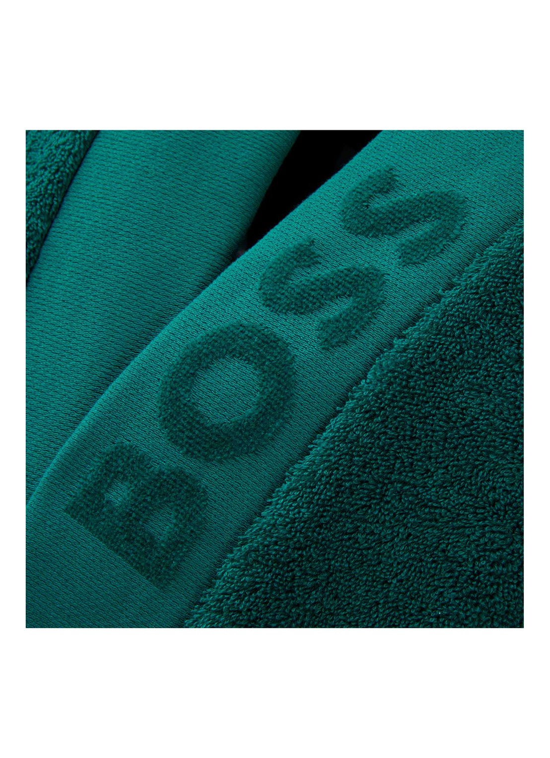 BOSS Plain badjas van katoen - detail zeegroen