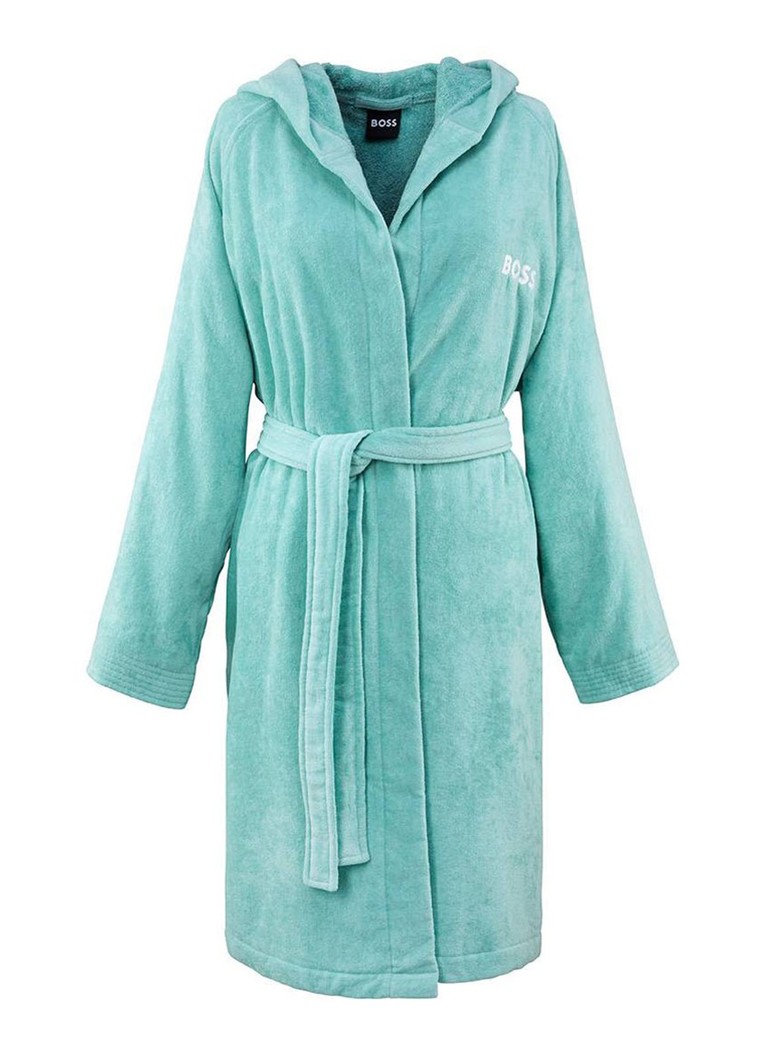 BOSS Plain badjas van katoen - voorkant turquoise