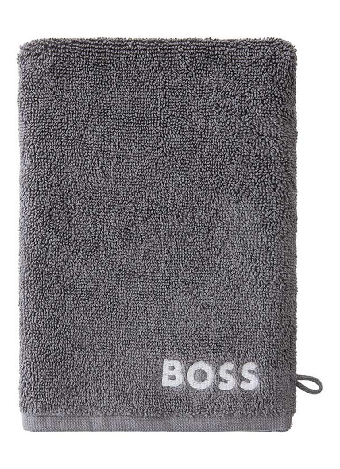 BOSS Plain washand - 600 g/m2 - 15 x 21 cm - voorkant donkergrijs