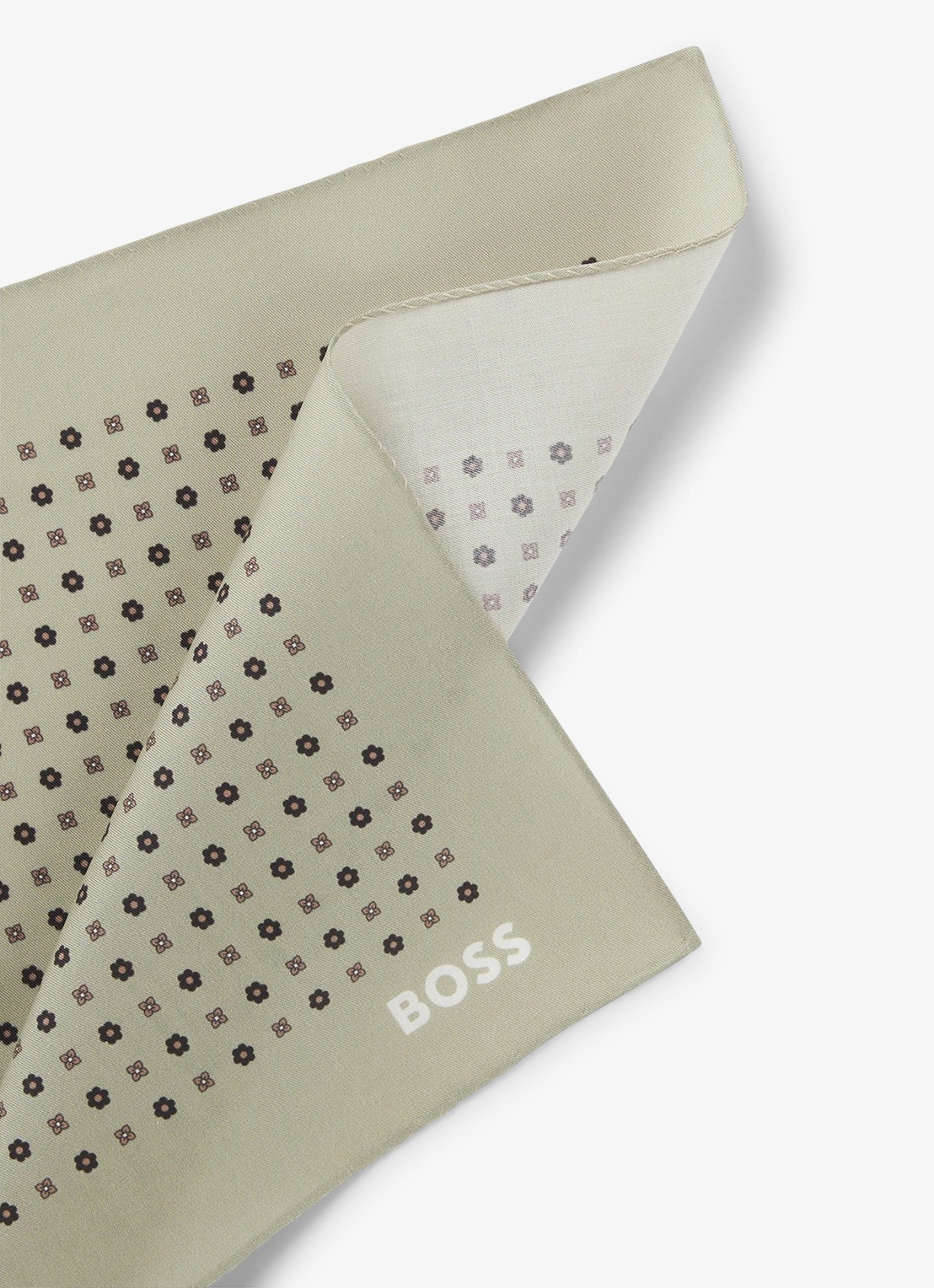 BOSS Pochet met bloemenprint - detail 3 lindegroen