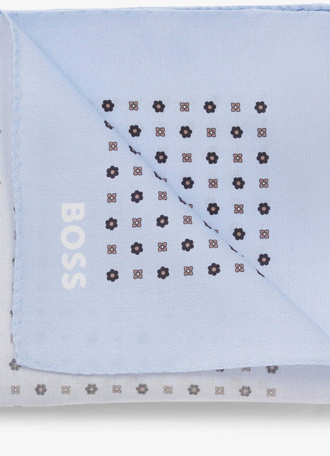BOSS Pochet met bloemenprint - achterkant lichtblauw
