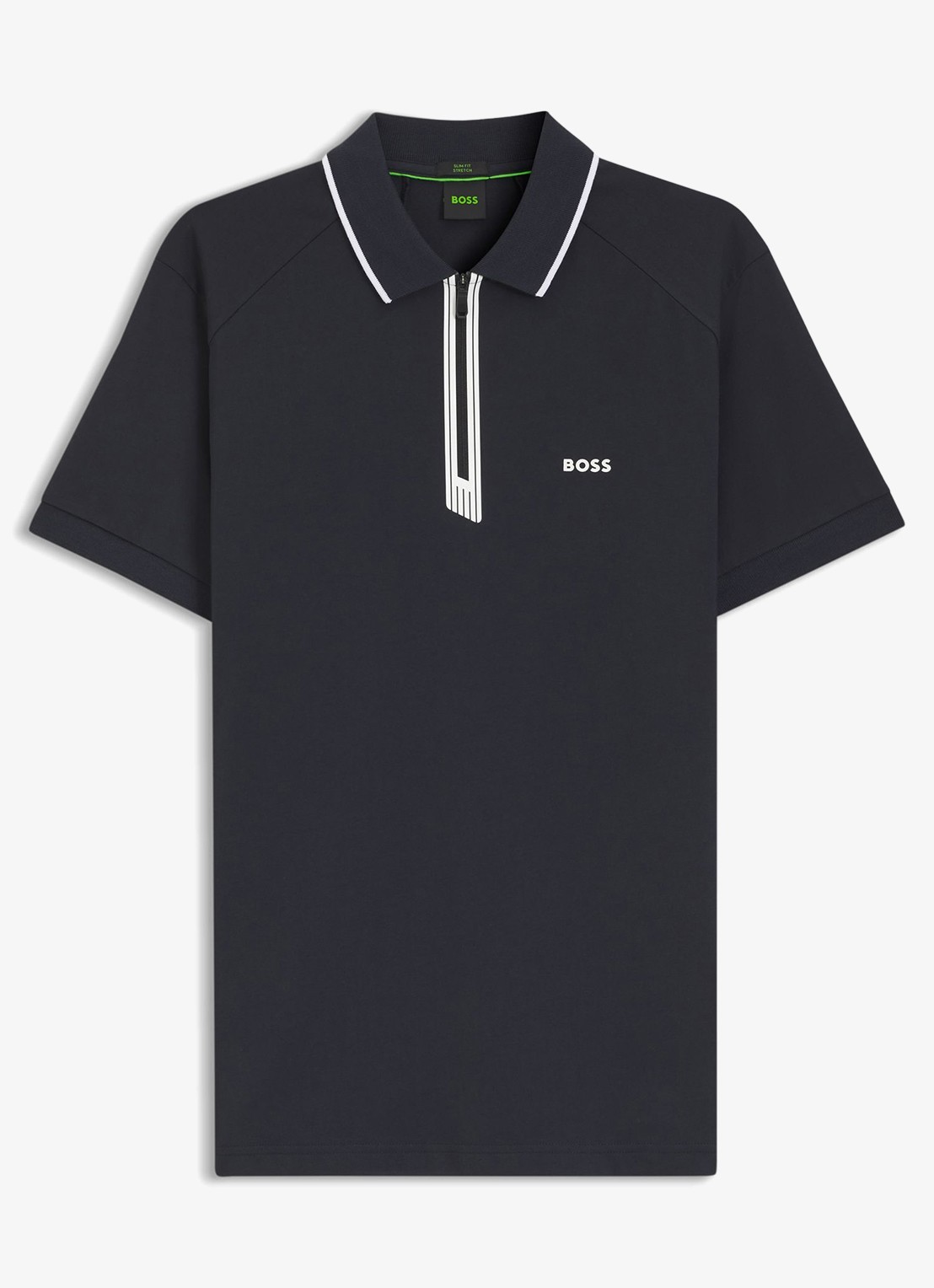 BOSS Polo met halve rits - voorkant 4 donkerblauw