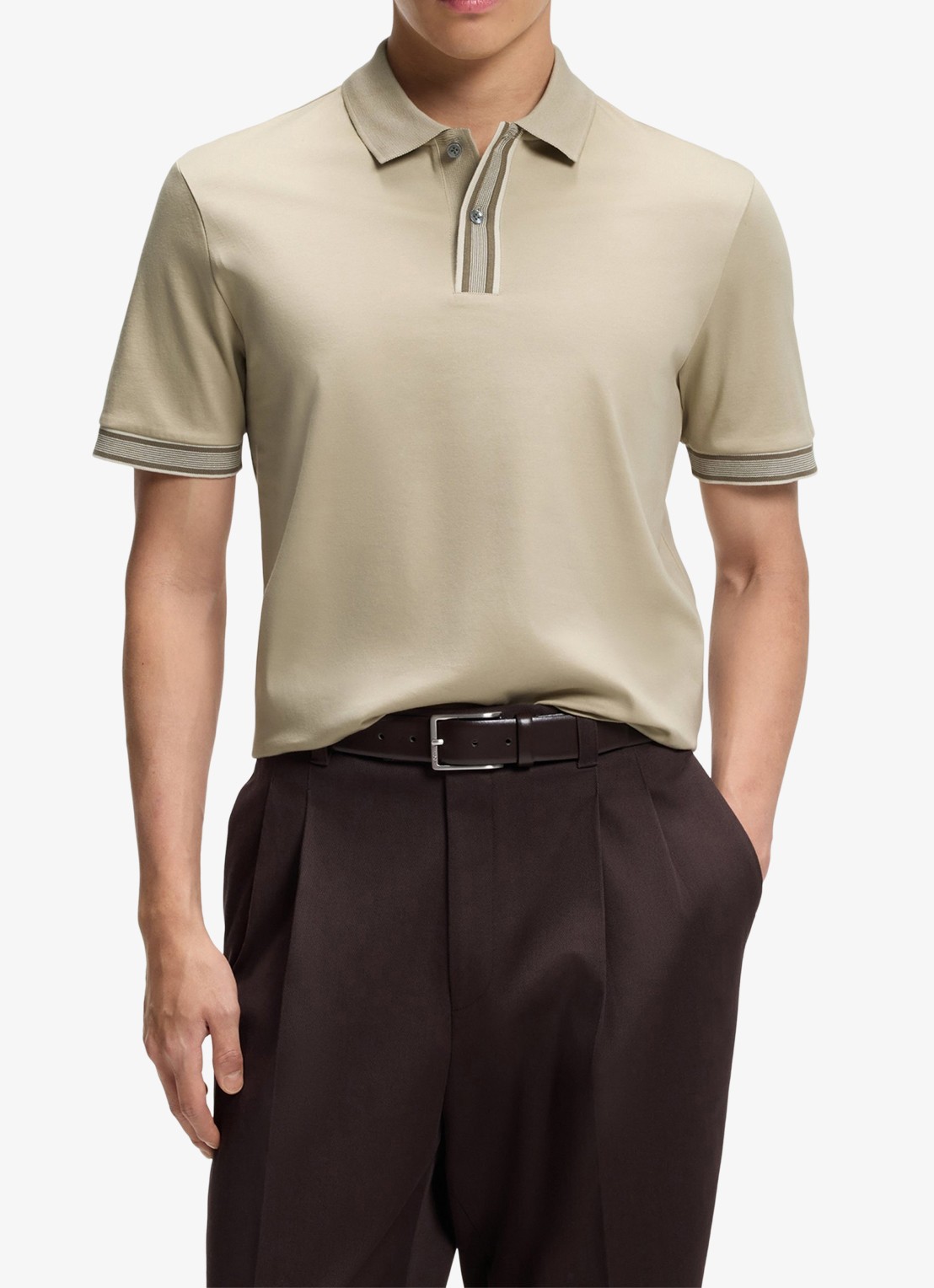 BOSS Polo met korte mouw - detail 4 open beige-286 / beige