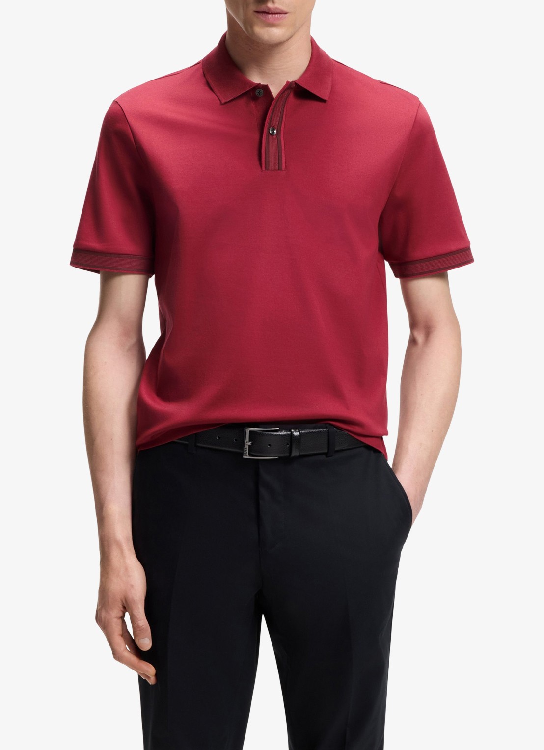 BOSS Polo met korte mouw - detail 2 medium red-611 / rood