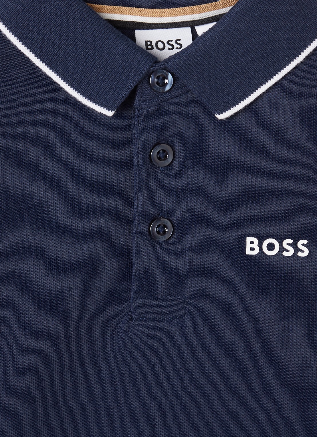 BOSS Polo met logo - detail 3 donkerblauw