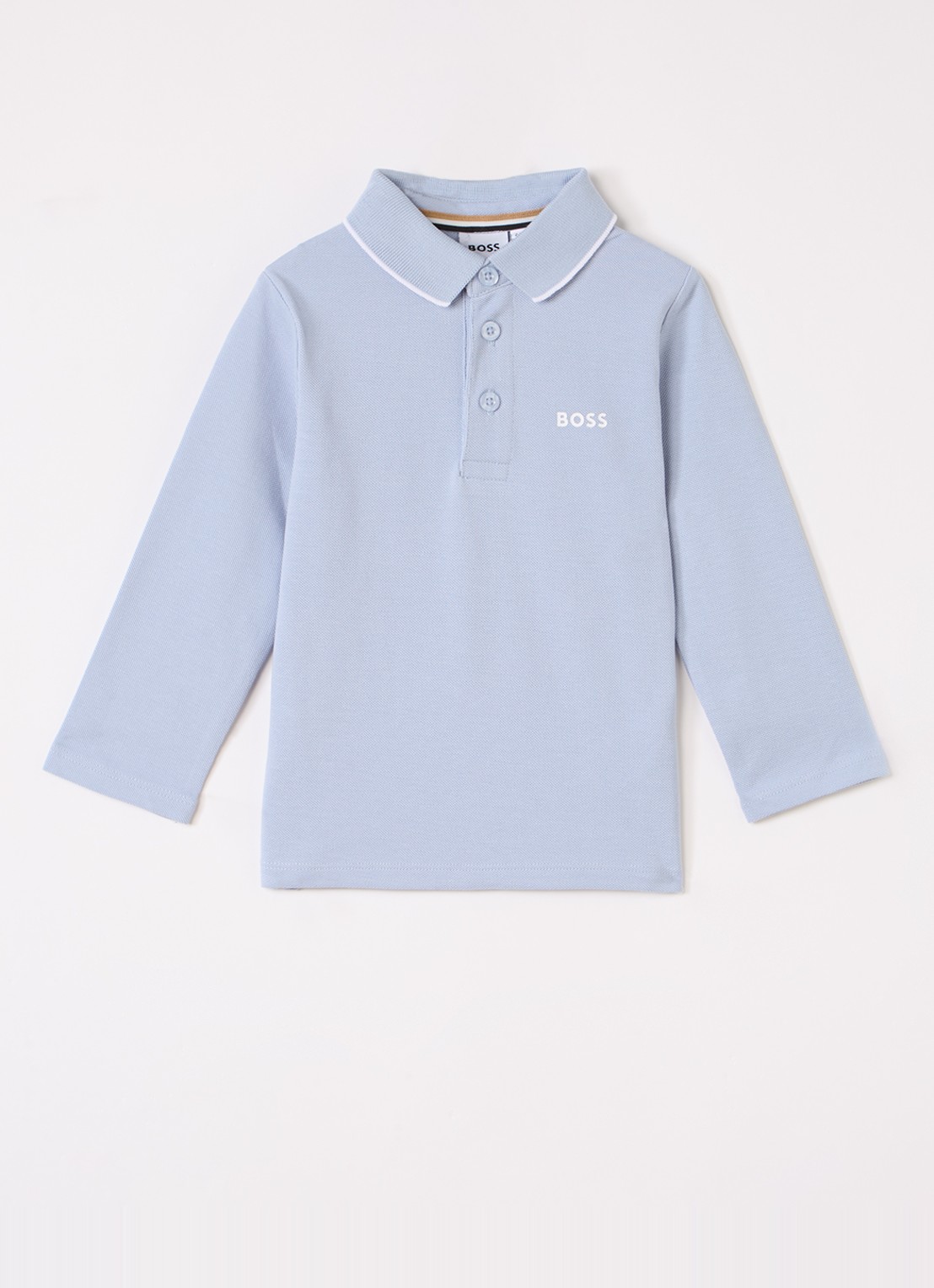 BOSS Polo met logo - voorkant 2 lichtblauw
