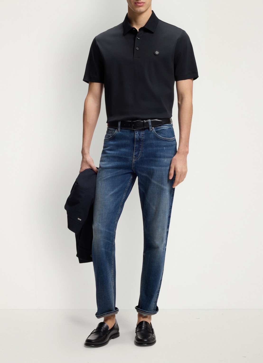 BOSS Polo met logo - voorkant 2 blauw