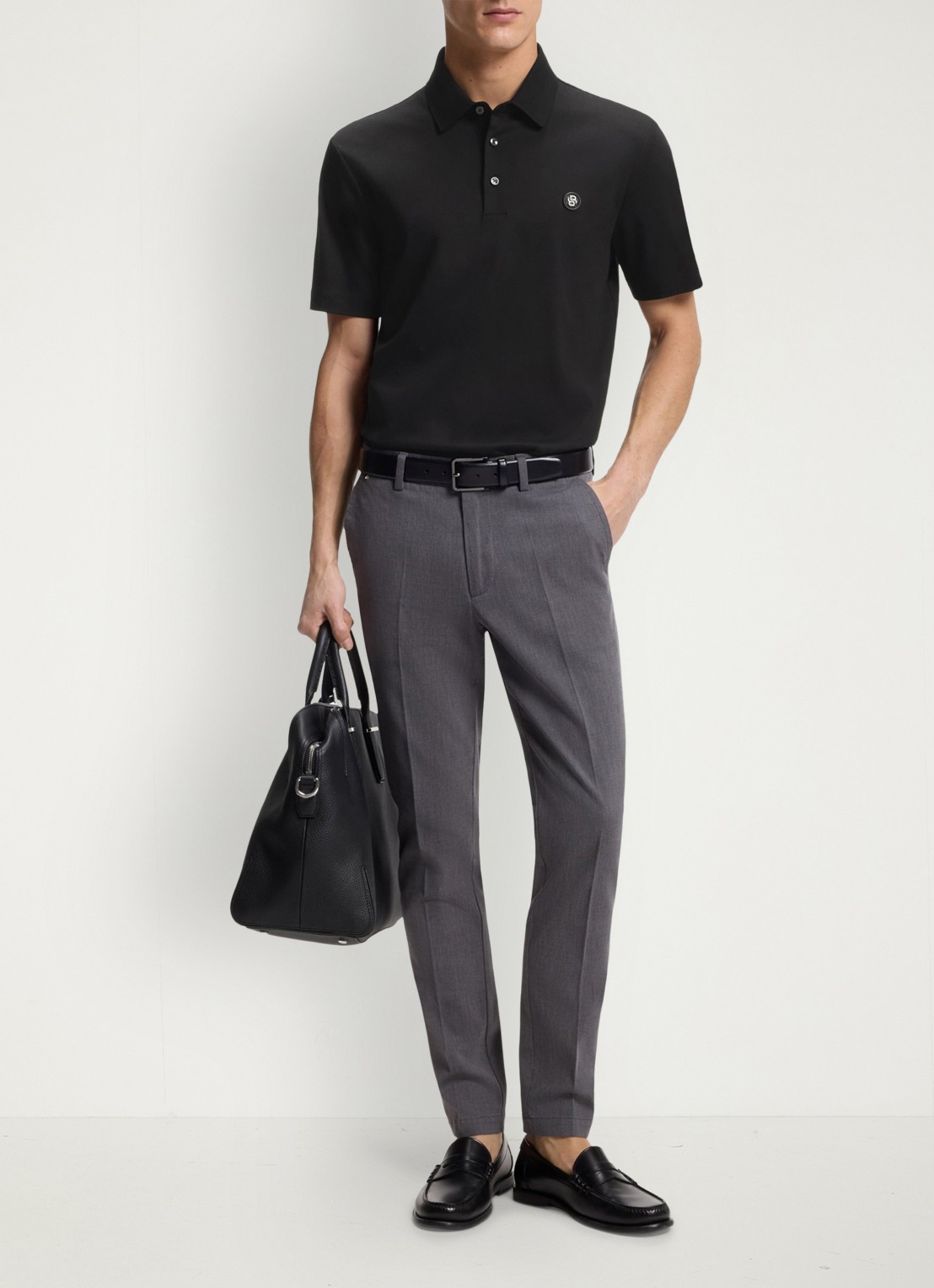 BOSS Polo met logo - voorkant 5 zwart