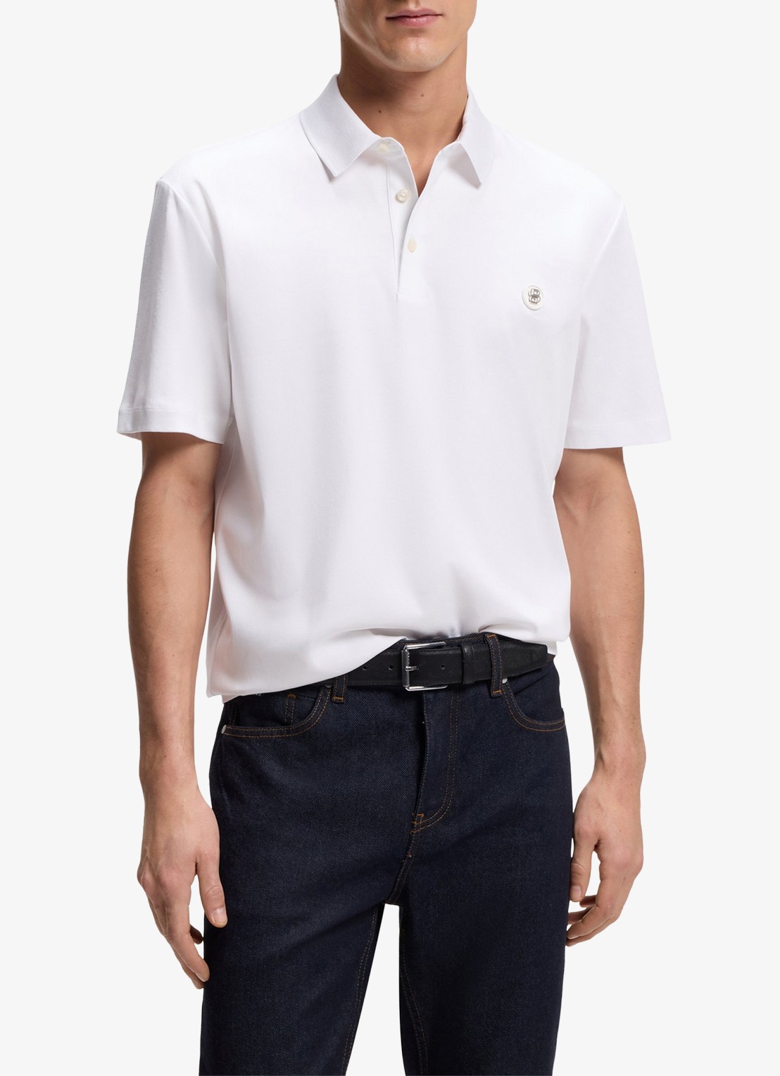 BOSS Polo met logo - detail 4 wit