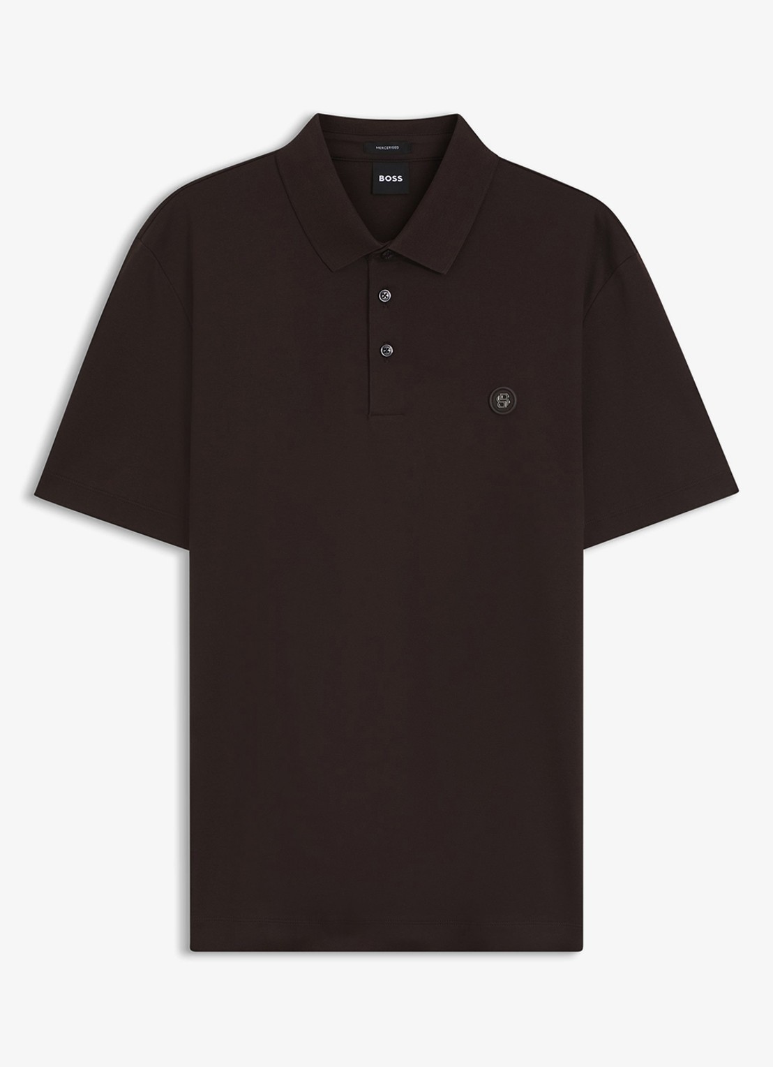 BOSS Polo met logo - voorkant donkerbruin