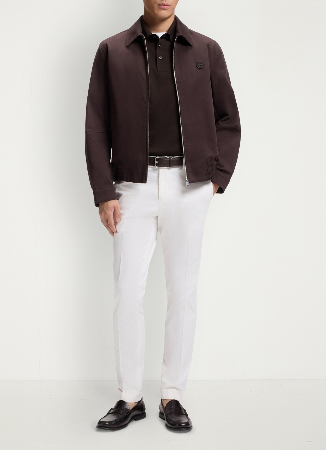 BOSS Polo met logo - voorkant 2 donkerbruin