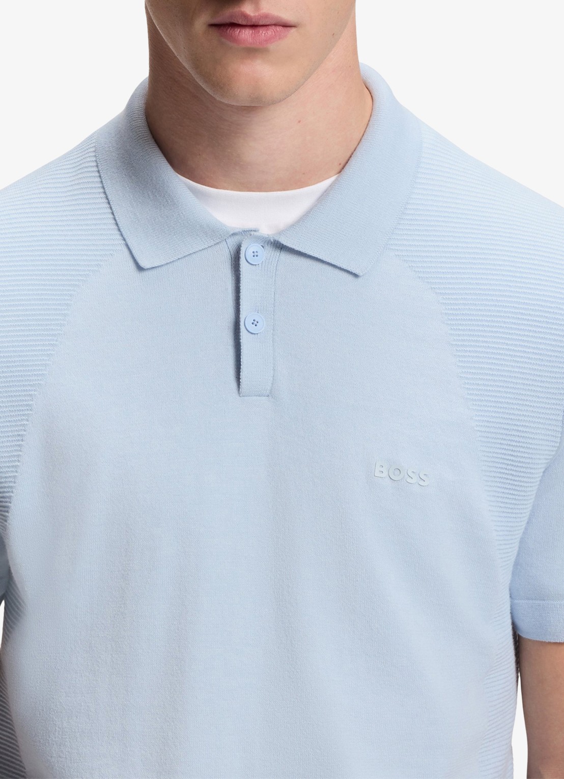 BOSS Polo met logoborduring - detail 5 lichtblauw